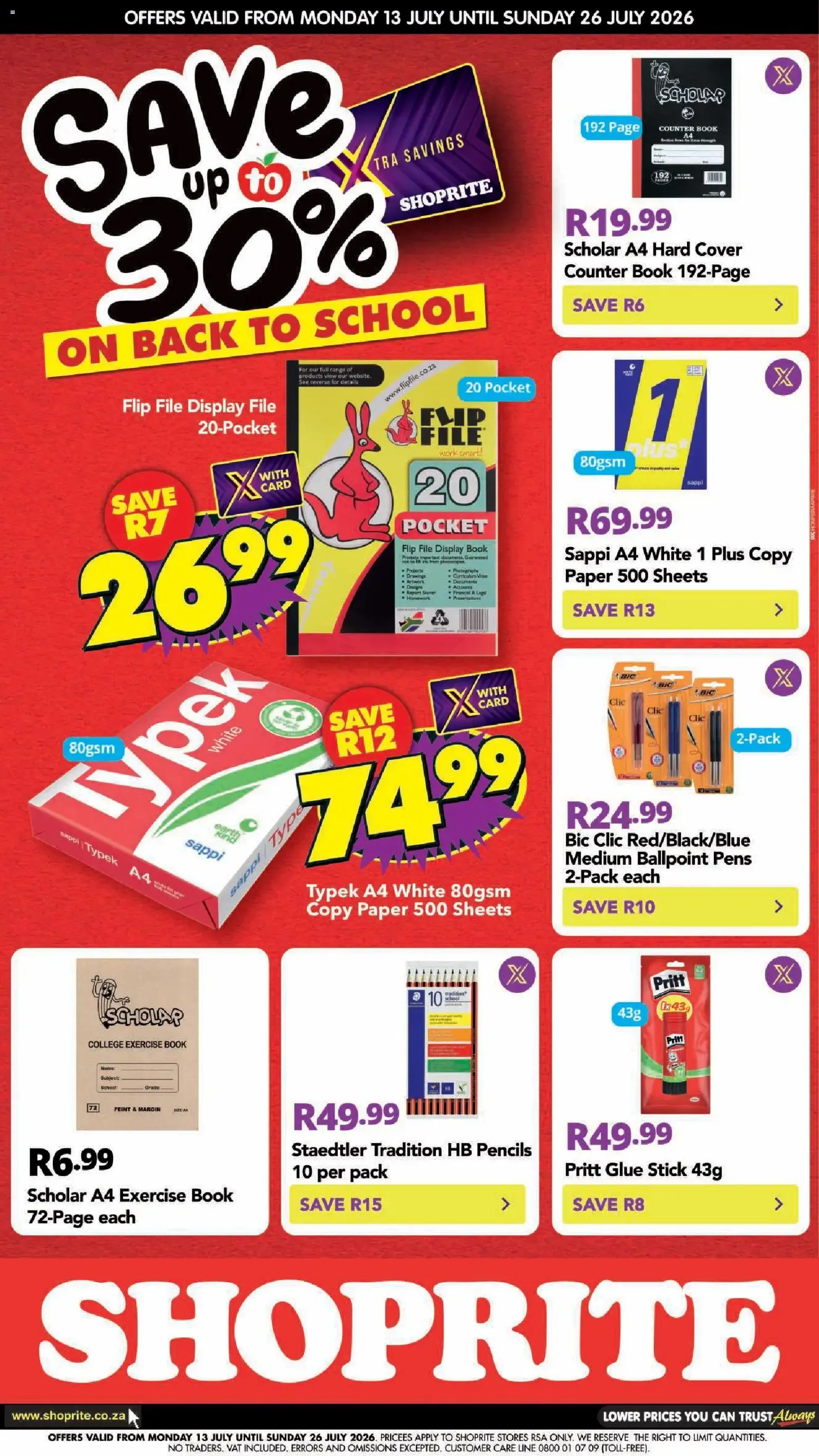 Shoprite - Back To School (13/07/2026 - 26/07/2026) → Online Catalogue from 13 July to 26 July 2026 - Catalogue Page 1