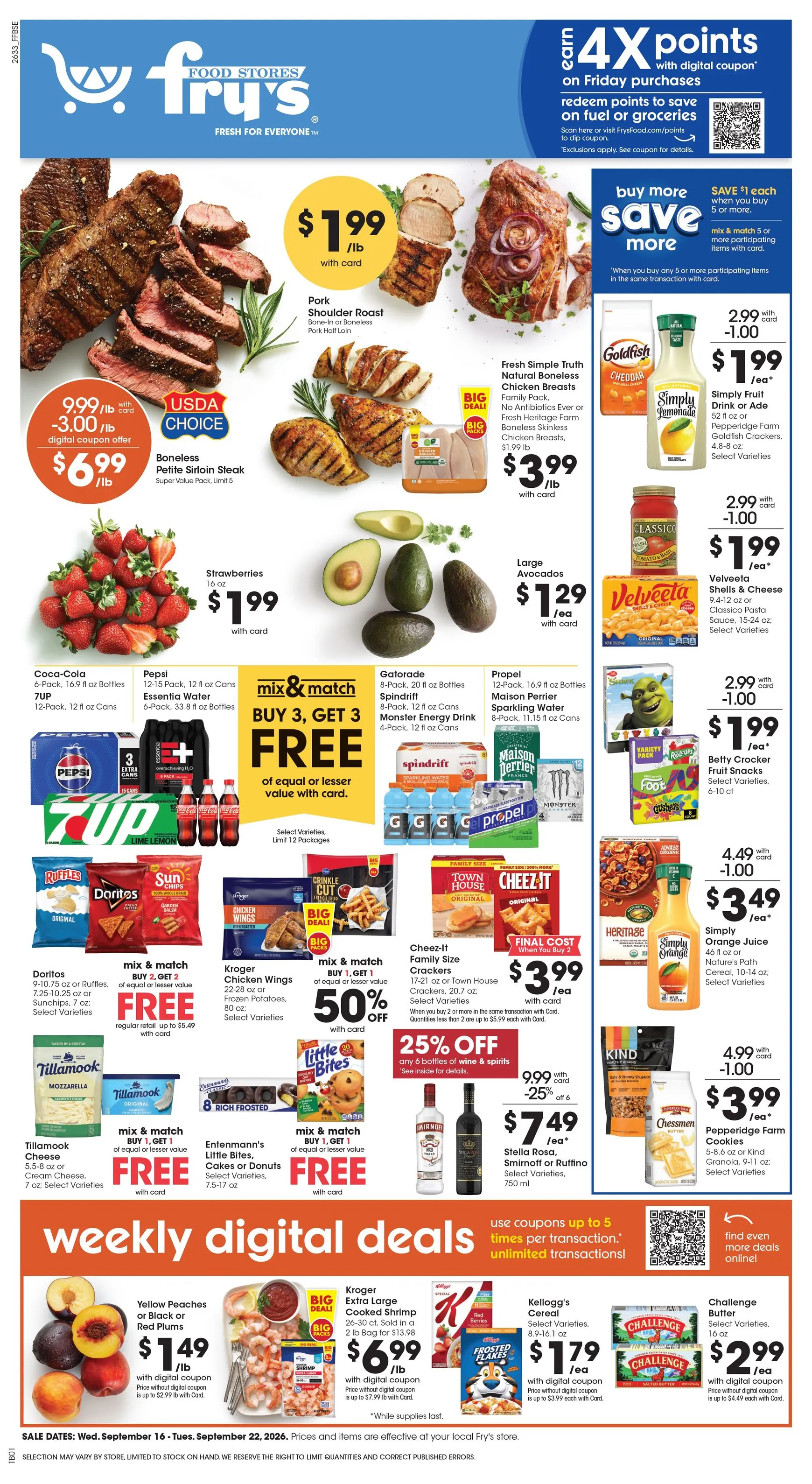Weekly ad Current Fry's Food Stores leaflet valid from Wednesday 09/16/2026 to Tuesday 09/22/2026 from September 16 to September 22 2026 - Page 1
