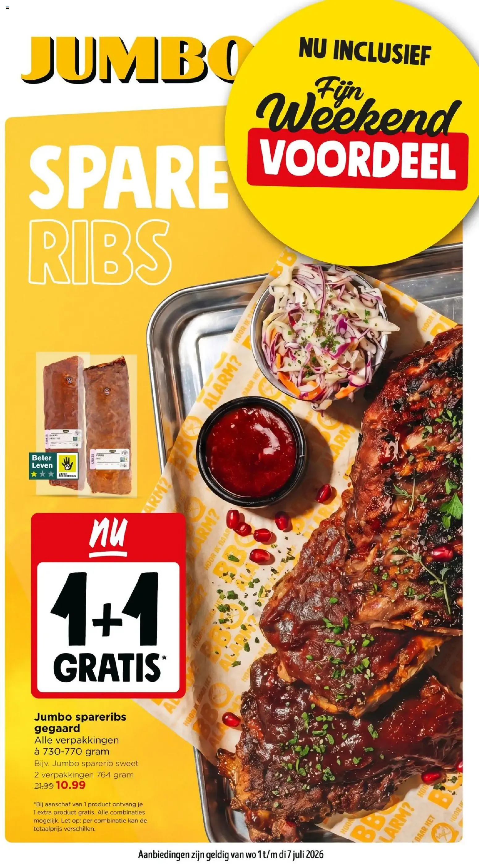Jumbo Fijn Weekend Voordeel: Spare Ribs van 1 juli tot 7 juli 2026 - Folder pagina 1
