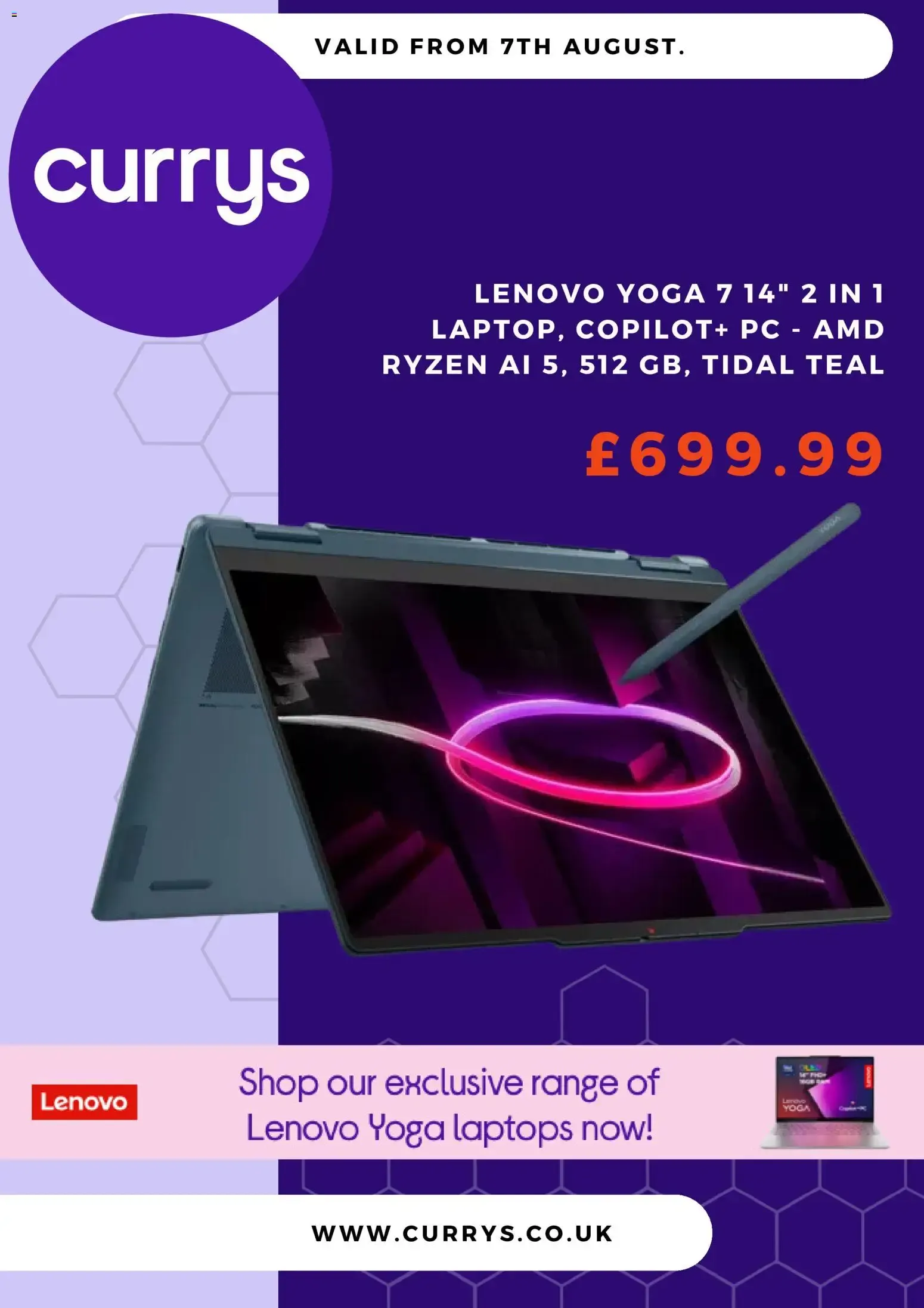 Currys - Lenovo Yoga Slim 7 Aura Laptop Offer from 7 August to 10 September 2026 - Catalogue Page 2