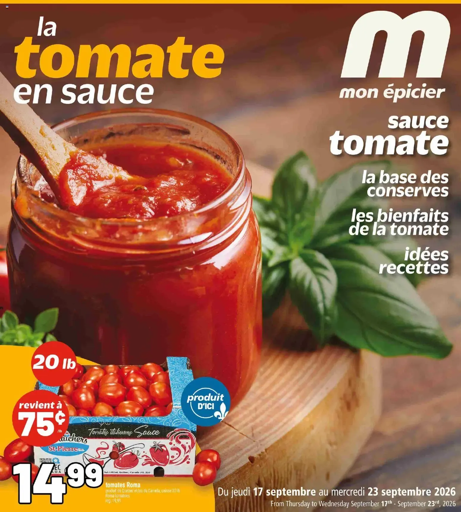 Mon Épicier - La tomate en sauce from September 17 to September 23 2026 - flyer page 1