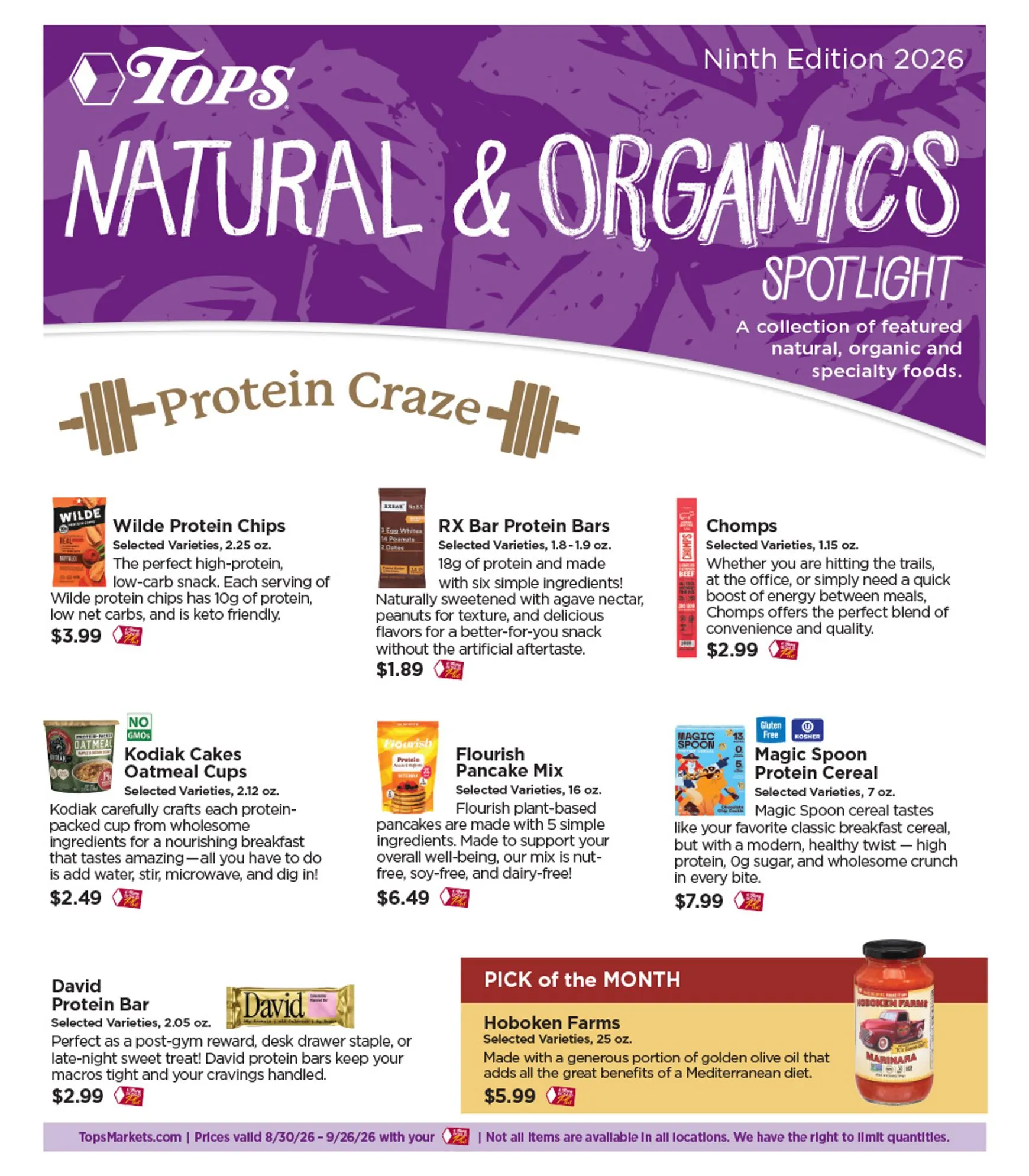 Weekly ad Current Tops Markets - Natural & Organics Spotlight leaflet valid from Sunday 08/30/2026 to Saturday 09/26/2026 from August 30 to September 26 2026 - Page 1