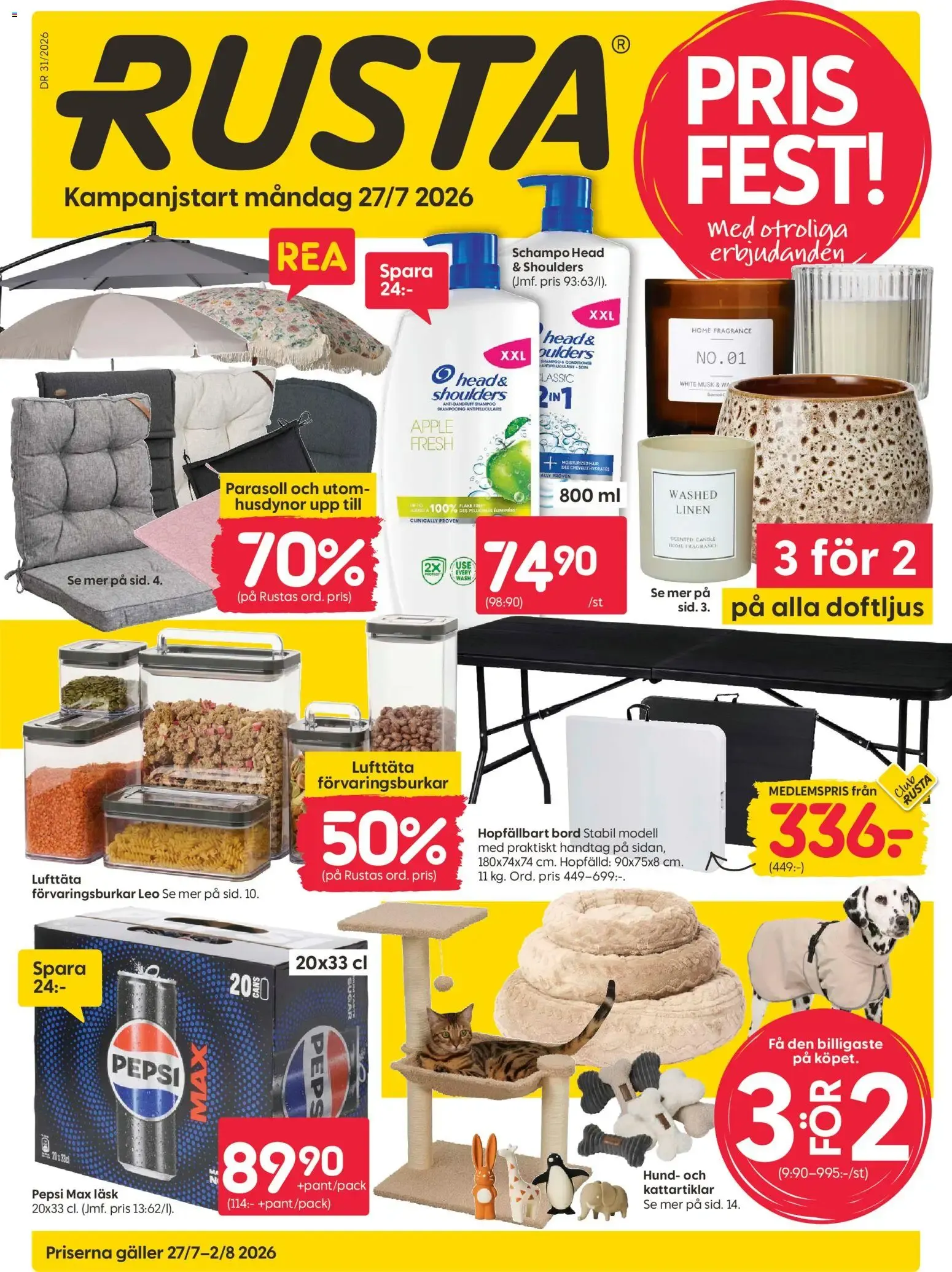 Rusta erbjudanden från 27/07/2026 - 02/08/2026 > Reklamblad nuvarande rabatter från 27 juli till 2 augusti 2026 - Reklamblad sidor 1
