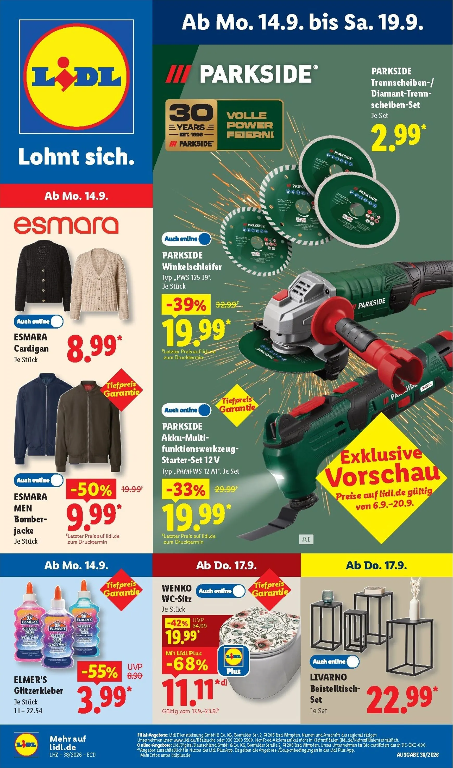 Lidl - Nonfood Prospekt nächste Woche – von Montag 14.09.2026 bis Samstag 19.09.2026 von 14. September bis 19. September 2026 - Prospekt seite 1