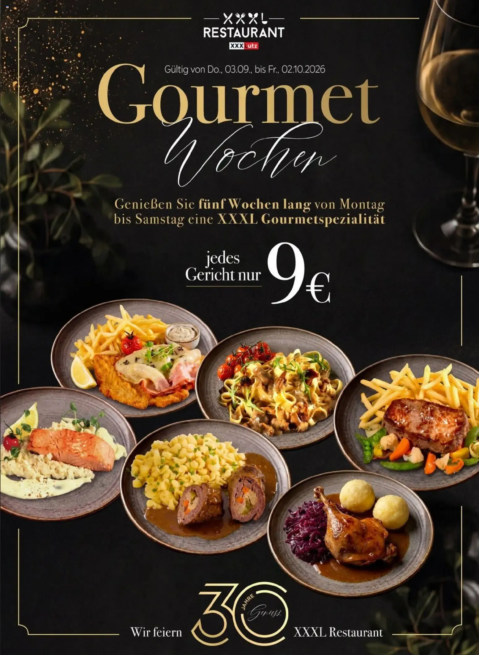 XXXL Restaurant Gourmet Wochen von 3. September bis 2. Oktober 2026 - Prospekt seite 1