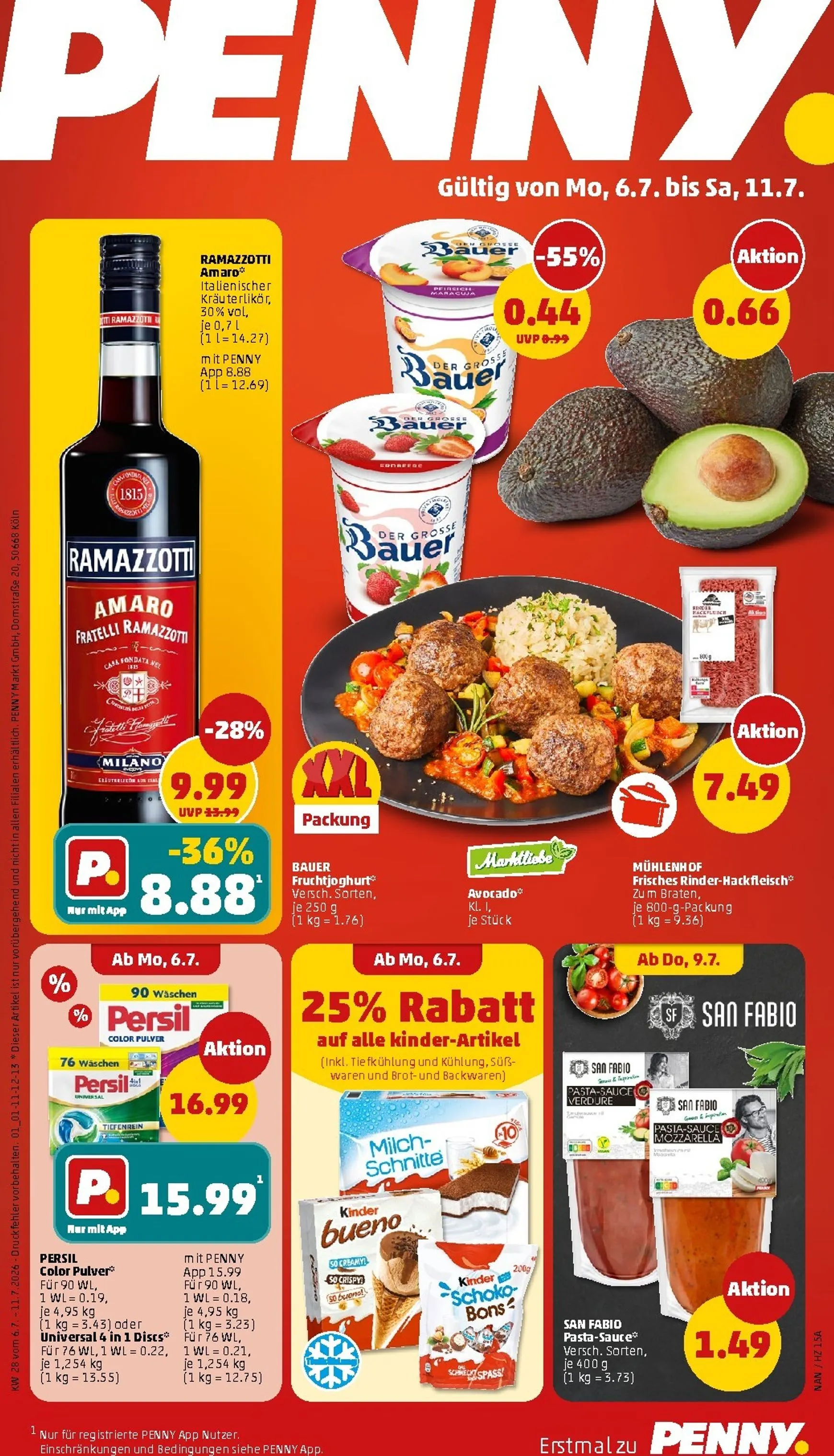 PENNY Prospekt nächste Woche – von Montag 06.07.2026 bis Samstag 11.07.2026 von 6. Juli bis 11. Juli 2026 - Prospekt seite 1