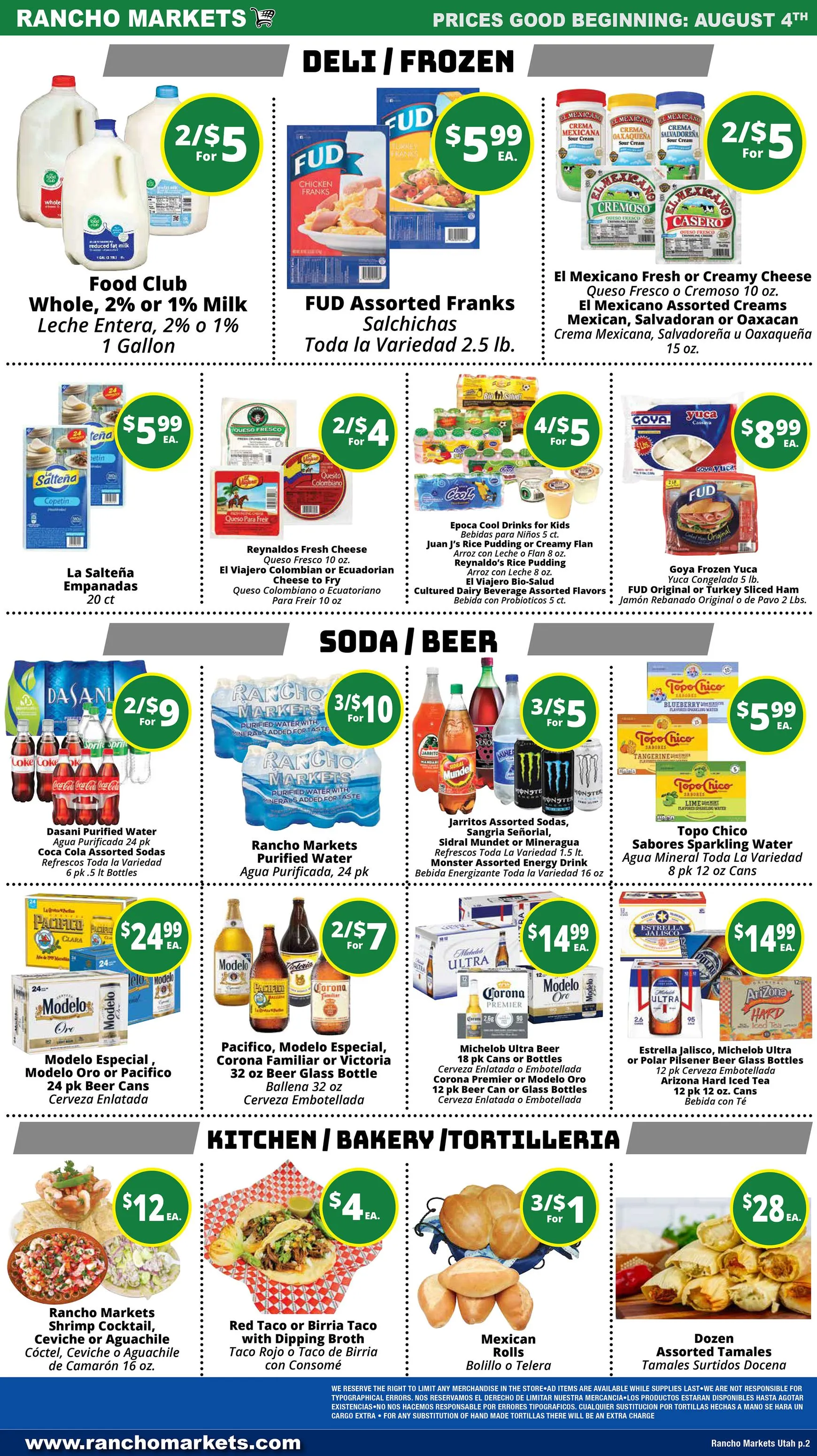 Weekly ad Current Rancho Markets leaflet valid from Tuesday 08/04/2026 to Monday 08/10/2026 from August 4 to August 10 2026 - Page 2