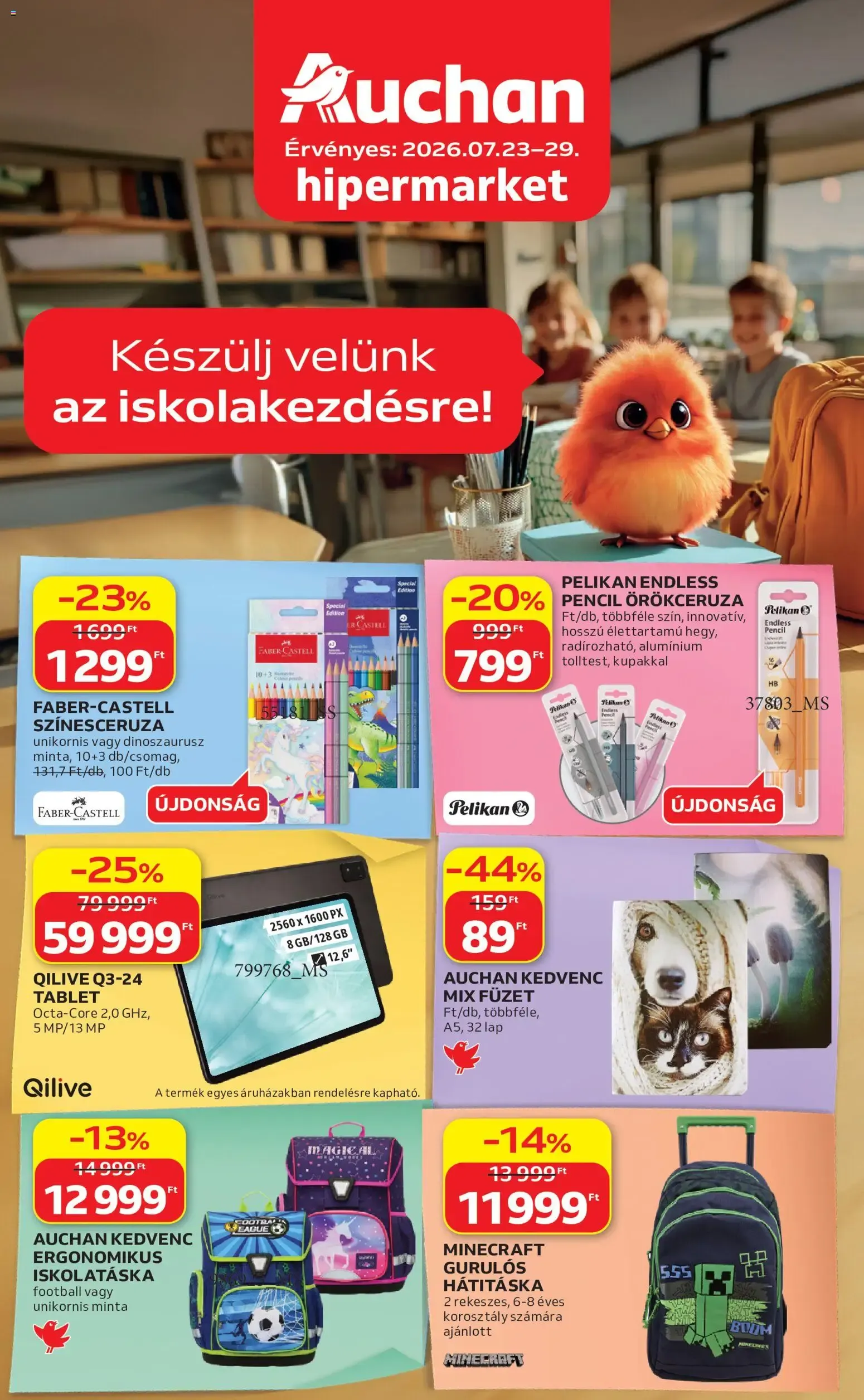 Katalógus Auchan Iskolakezdési ajánlatok - 2026.07.23. -tól/töl > akció, lapozható szórólap 🛍️ július 23.-tól július 29.-ig 2026. - Oldal 1