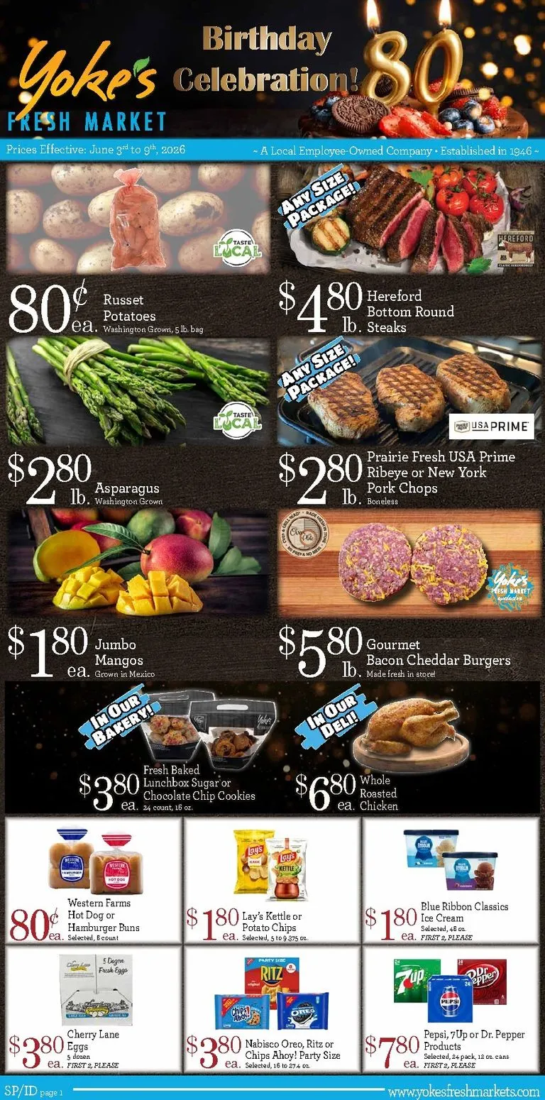 Weekly ad Yoke's Fresh Market Birthday Celebration! from June 3 to June 9 2026 - Page 1