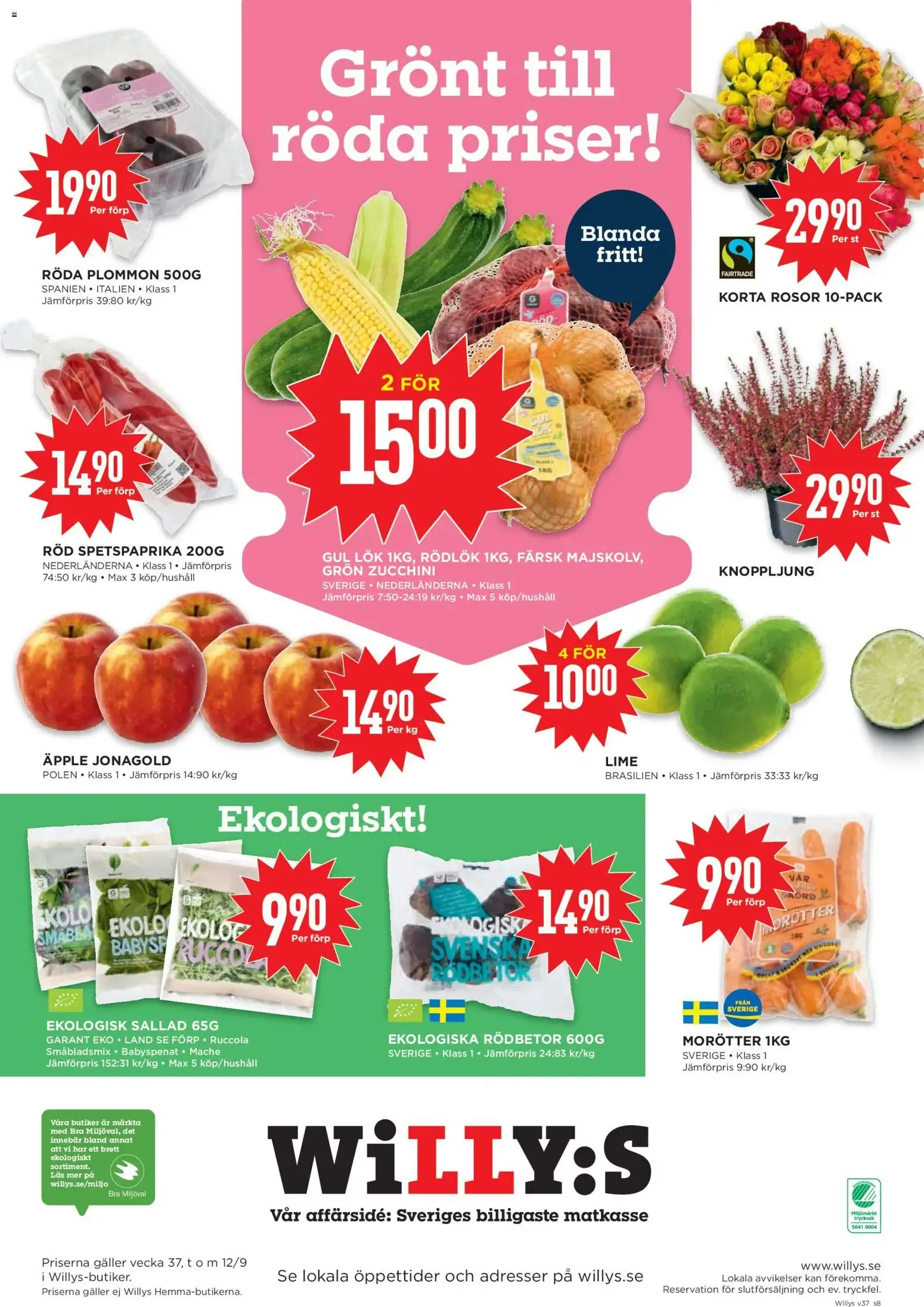 Willys: Sveriges billigaste matkasse från 7 september till 13 september 2026 - Reklamblad sidor 8