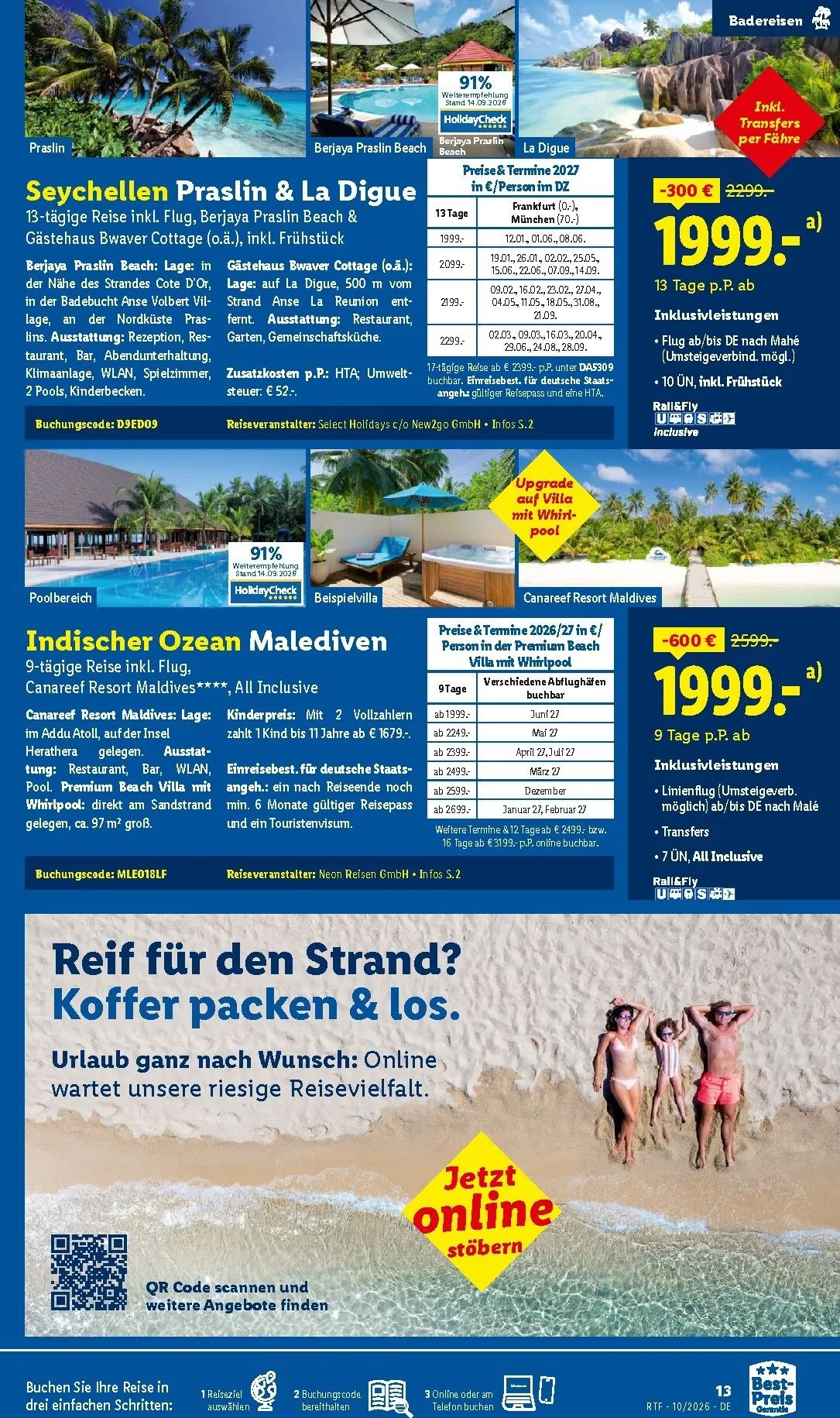 Lidl - Reise-Highlights Prospekt – von Mittwoch 14.10.2026 bis Sonntag 15.11.2026 von 14. Oktober bis 15. November 2026 - Prospekt seite 13