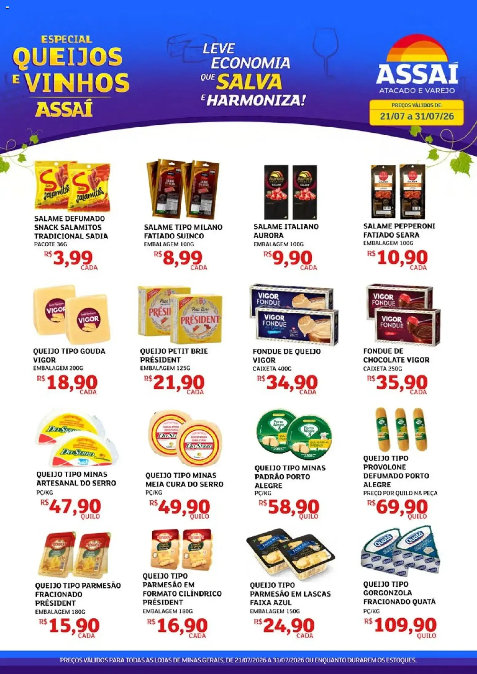 Encarte de Especial Queijos e Vinhos Assaí 21 de julho até 31 de julho 2026 - Pagina 1