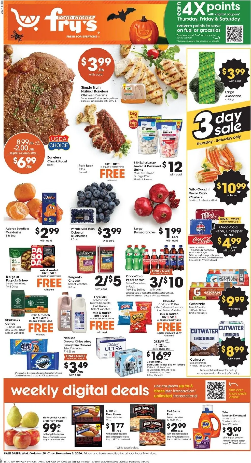 Weekly ad Current Fry's Food Stores leaflet valid from Wednesday 10/28/2026 to Tuesday 11/03/2026 from October 28 to November 3 2026 - Page 1