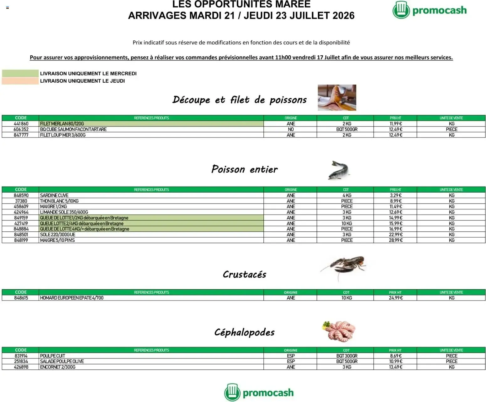 Promocash Opportunités Marée à partir du 21/07/2026 - promo en ligne du 21 juillet au 23 juillet 2026 - Catalogue page 1