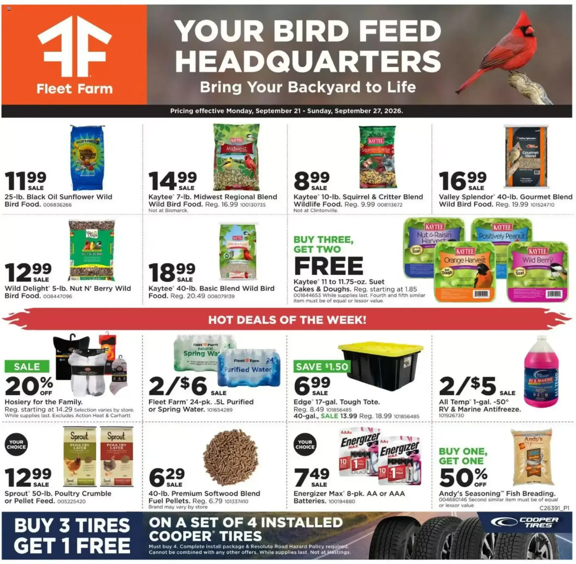 Weekly ad Fleet Farm - Your Bird Feed Headquarters from September 21 to September 27 2026 - Page 1