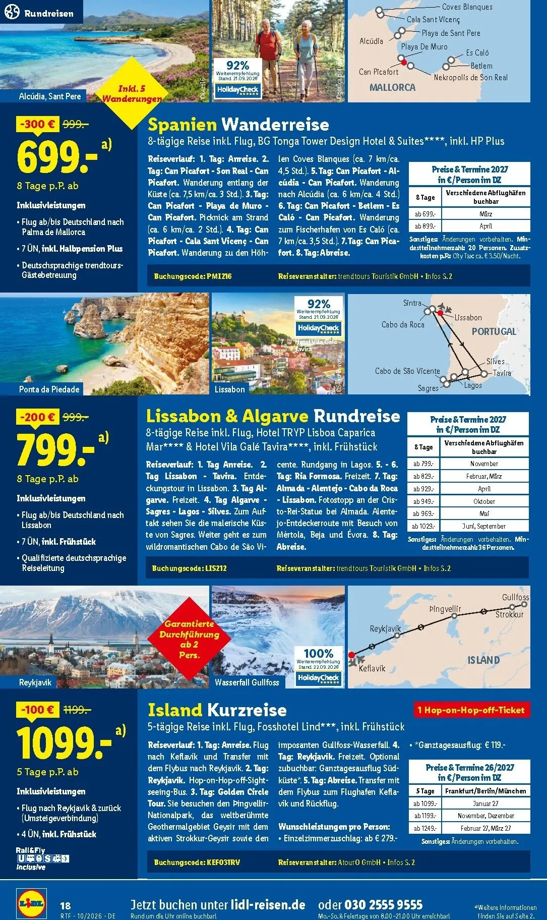Lidl - Reise-Highlights Prospekt – von Mittwoch 14.10.2026 bis Sonntag 15.11.2026 von 14. Oktober bis 15. November 2026 - Prospekt seite 18
