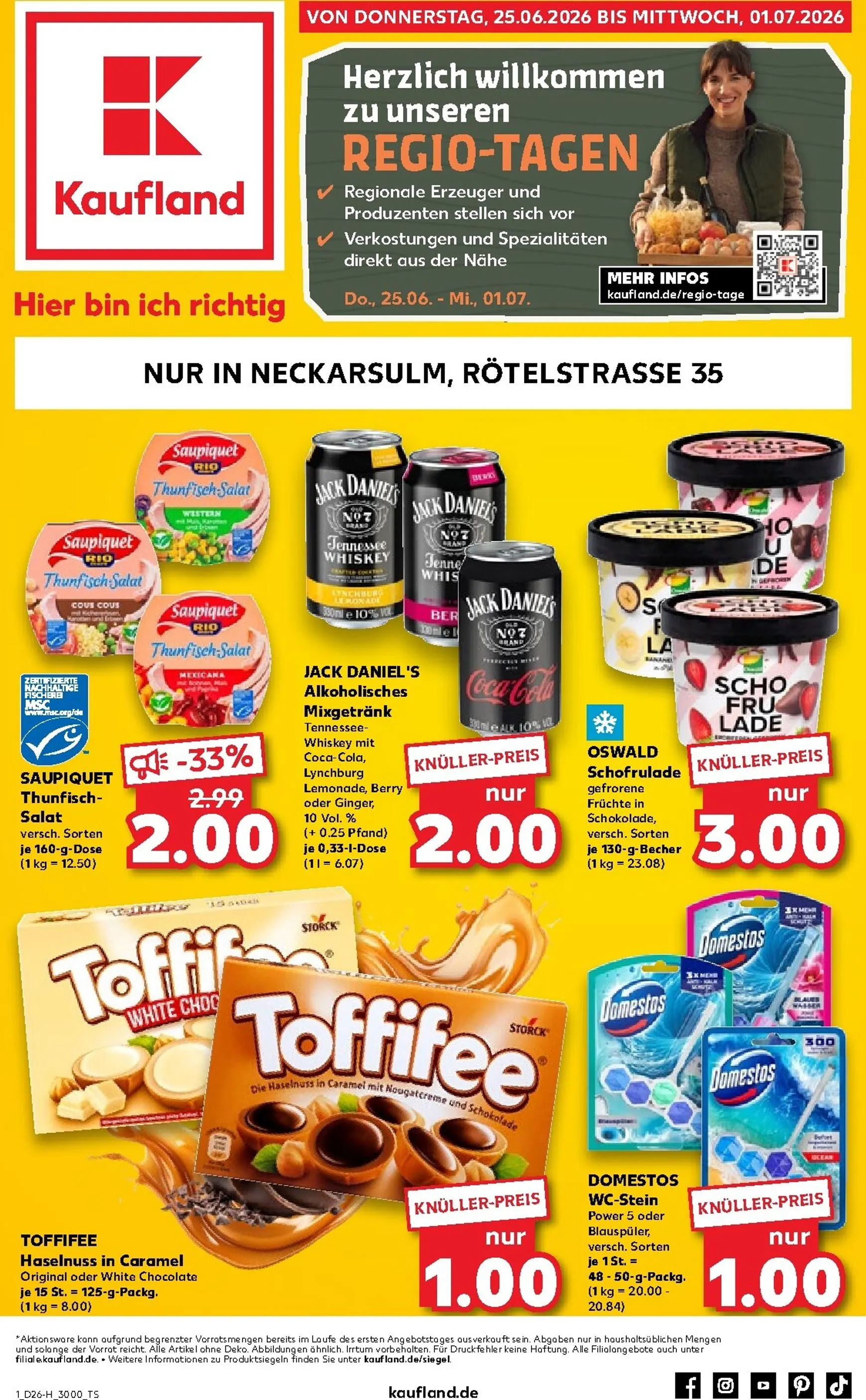 Neuer Kaufland - Neckarsulm Prospekt – von Donnerstag 25.06.2026 bis Mittwoch 01.07.2026 von 25. Juni bis 1. Juli 2026 - Prospekt seite 1