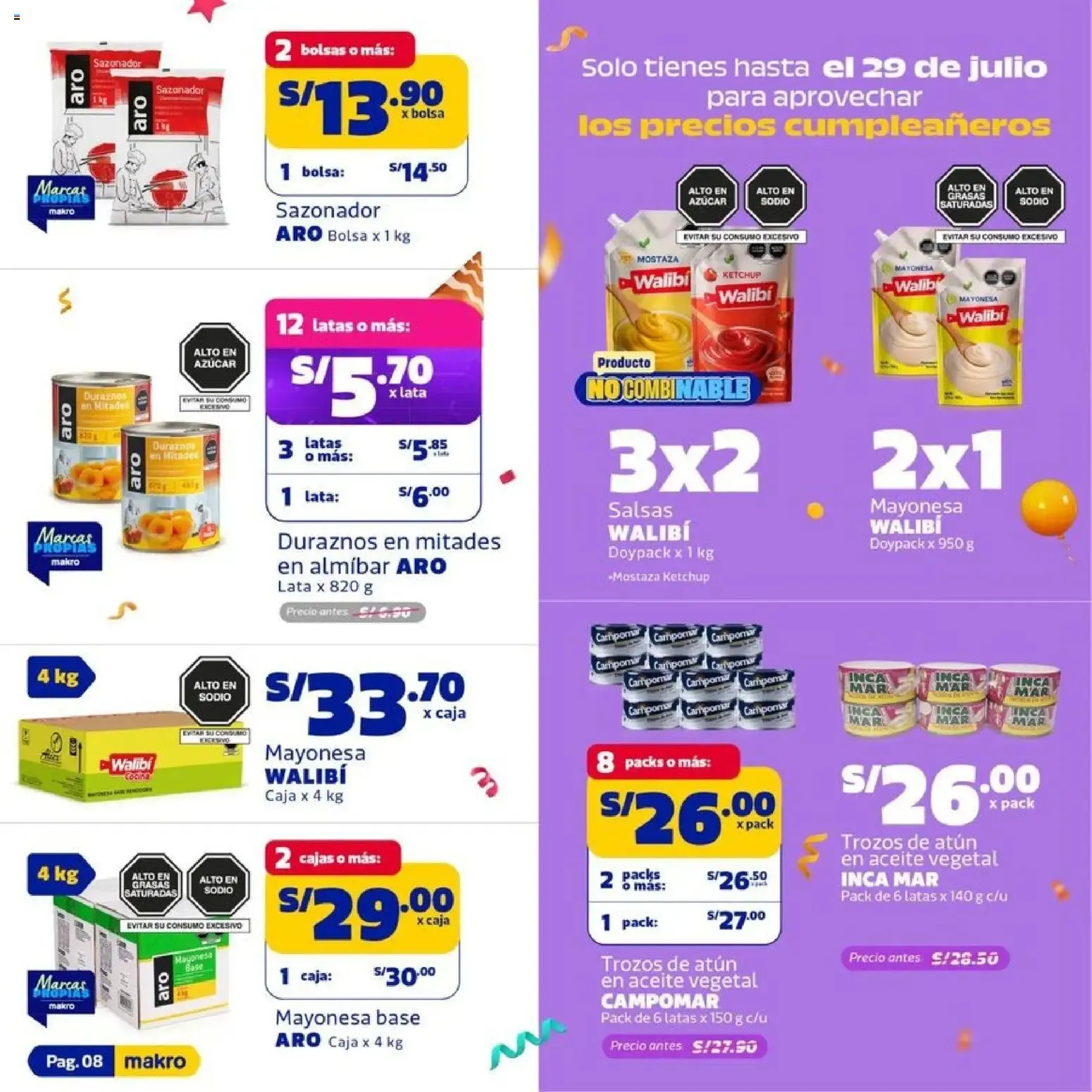 Catalogo de Precios Cumpleañeros Makro 14 de julio al 29 de julio 2026 - Pag 8