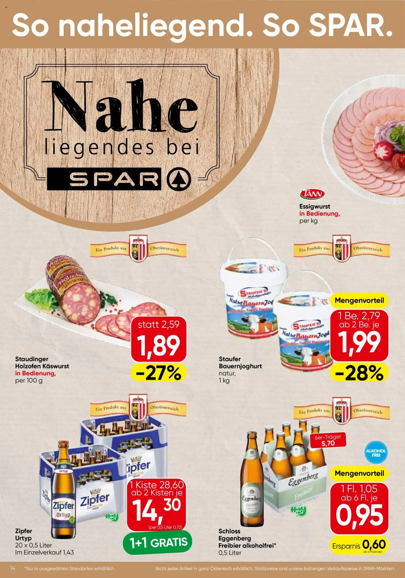 Spar Flugblatt - Oberösterreich (18.06.2026) - Angebote und Prospekt von 18. Juni bis 30. Juni 2026 - Flugblätt seite  14