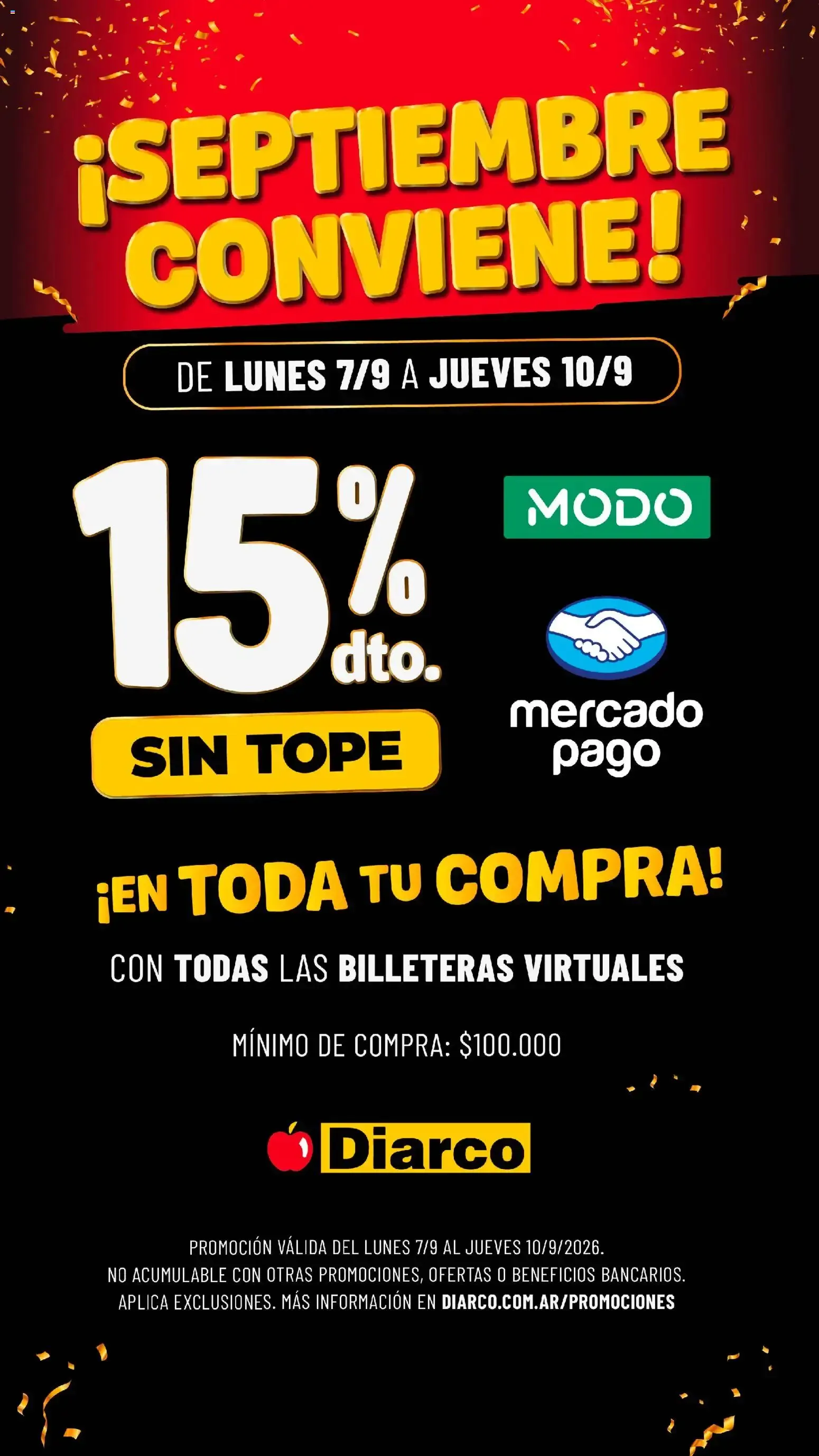 Ofertas de Diarco - Billeteras Virtuales del 07/09/2026 - 10/09/2026 7 de septiembre al 10 de septiembre 2026 - Página 1 del catálogo