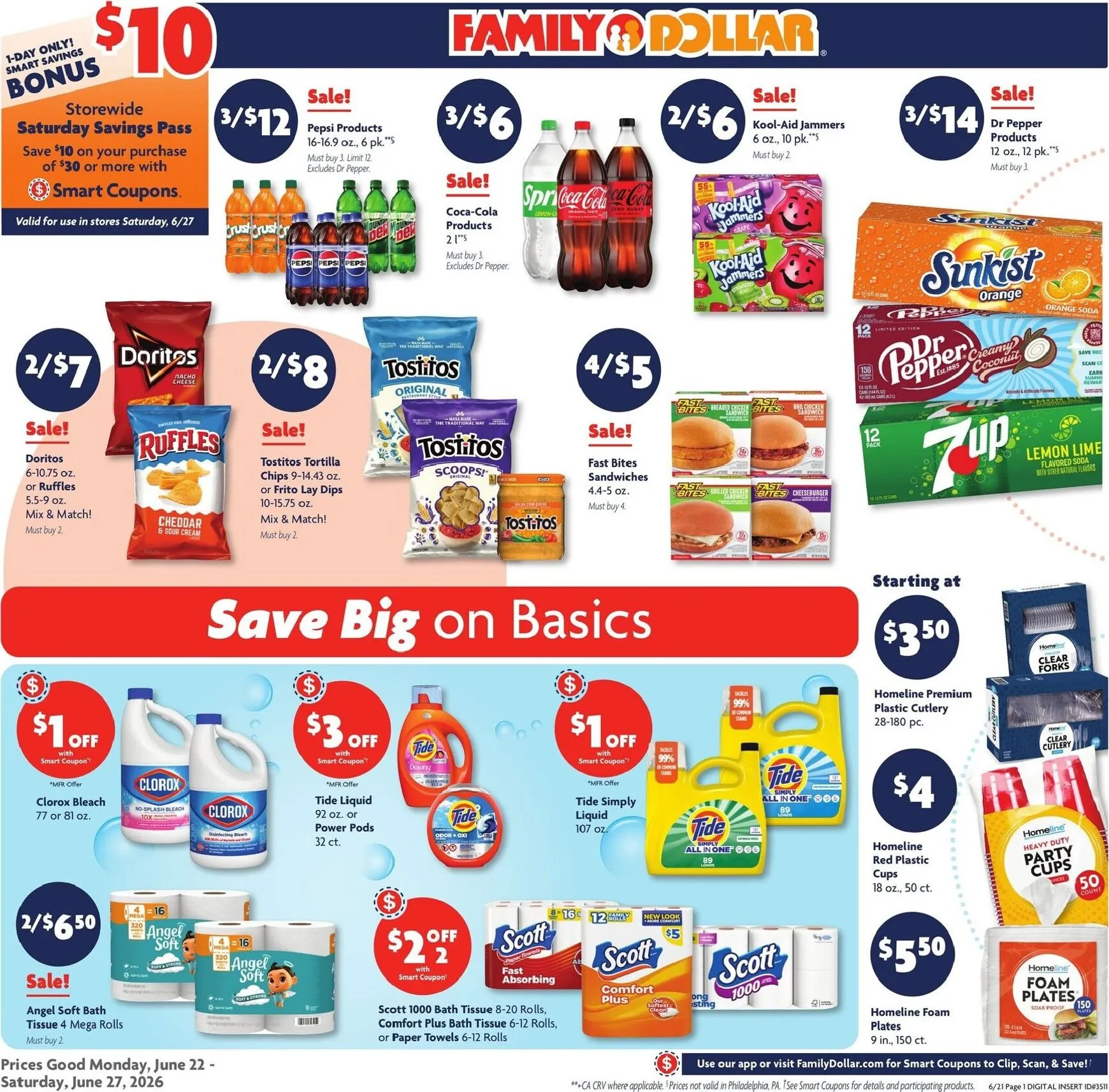 Current Family Dollar leaflet valid from Monday 06/22/2026 to Saturday 06/27/2026