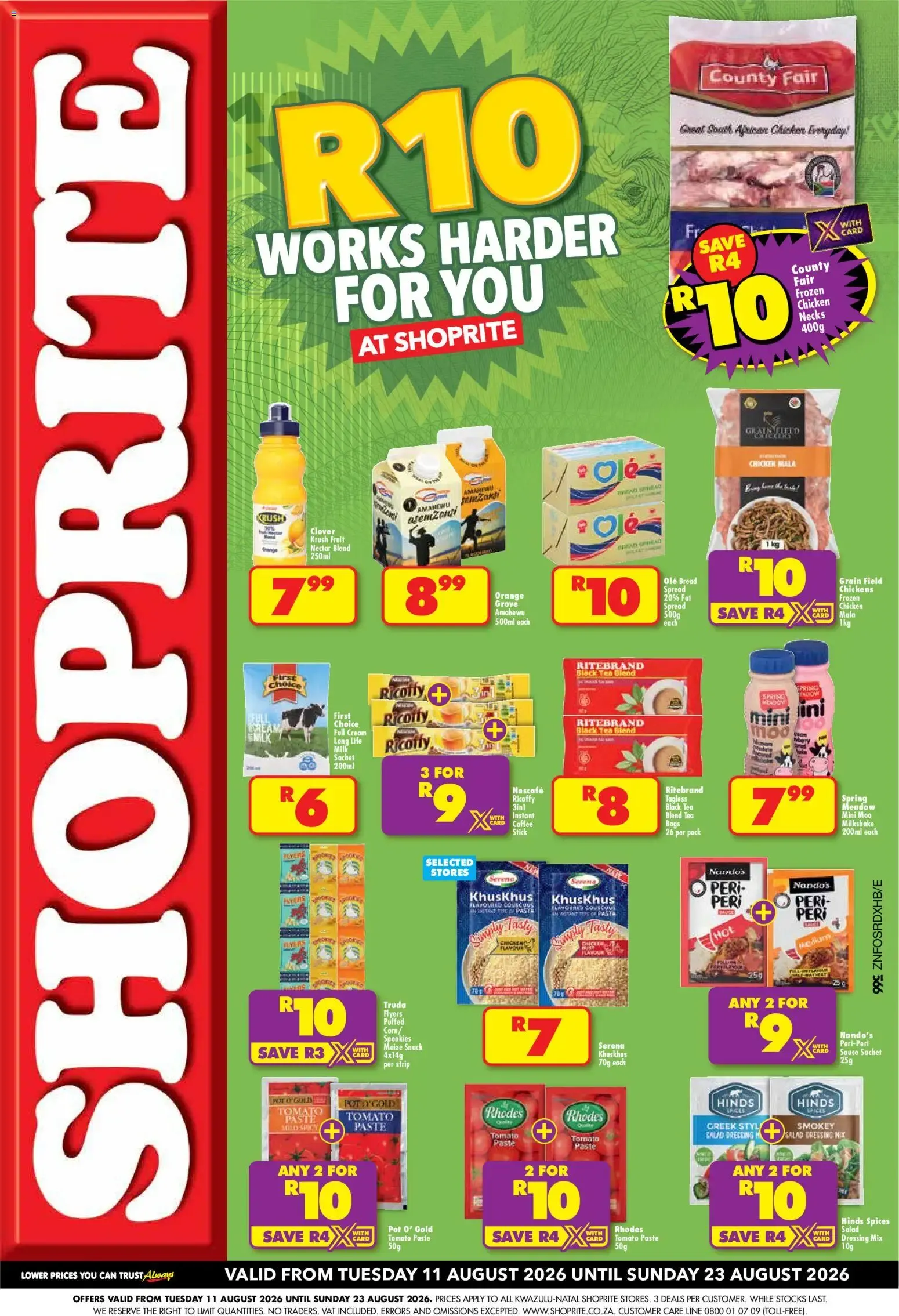 Shoprite R10 Low Price Bonanza (11/08/2026 - 23/08/2026) → Online Catalogue from 11 August to 23 August 2026 - Catalogue Page 1