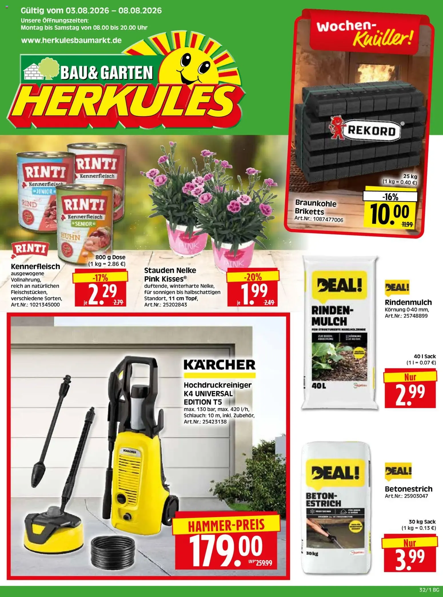 HERKULES Bau & Garten (ab 03.08.2026) zum Blättern von 3. August bis 8. August 2026 - Prospekt seite 1