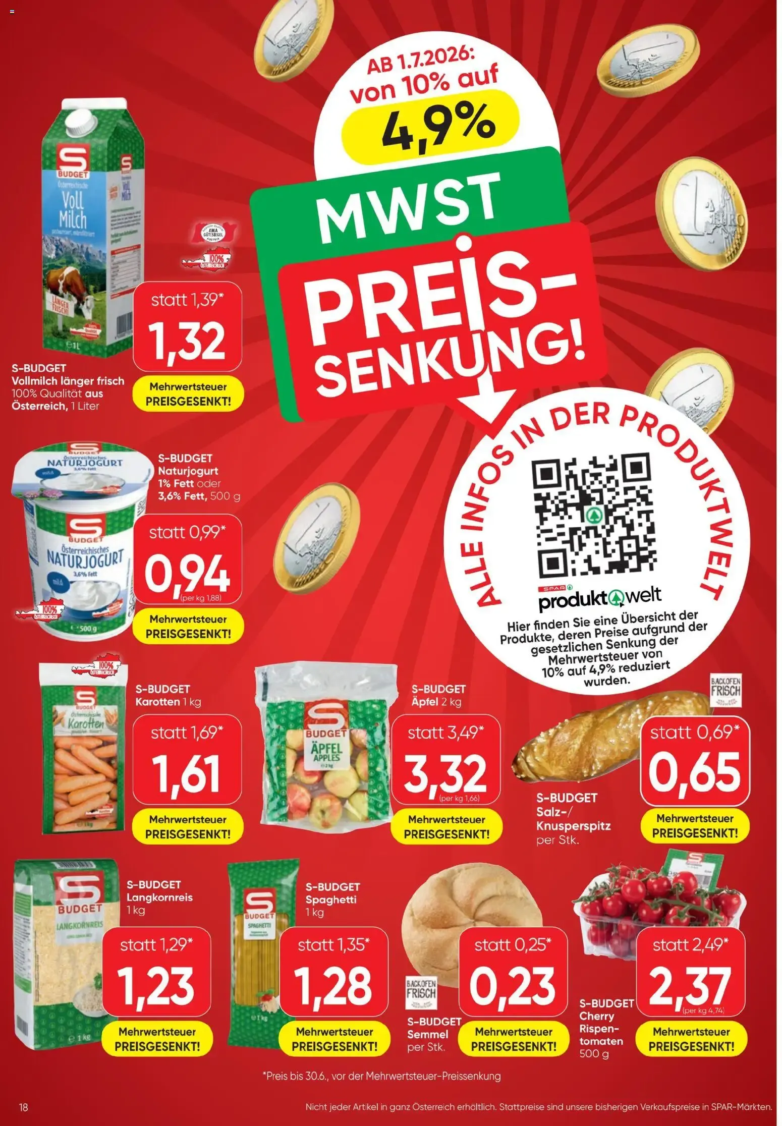 Spar - Flugblatt (01.07.2026) - Angebote und Prospekt von 1. Juli bis 15. Juli 2026 - Flugblätt seite 18