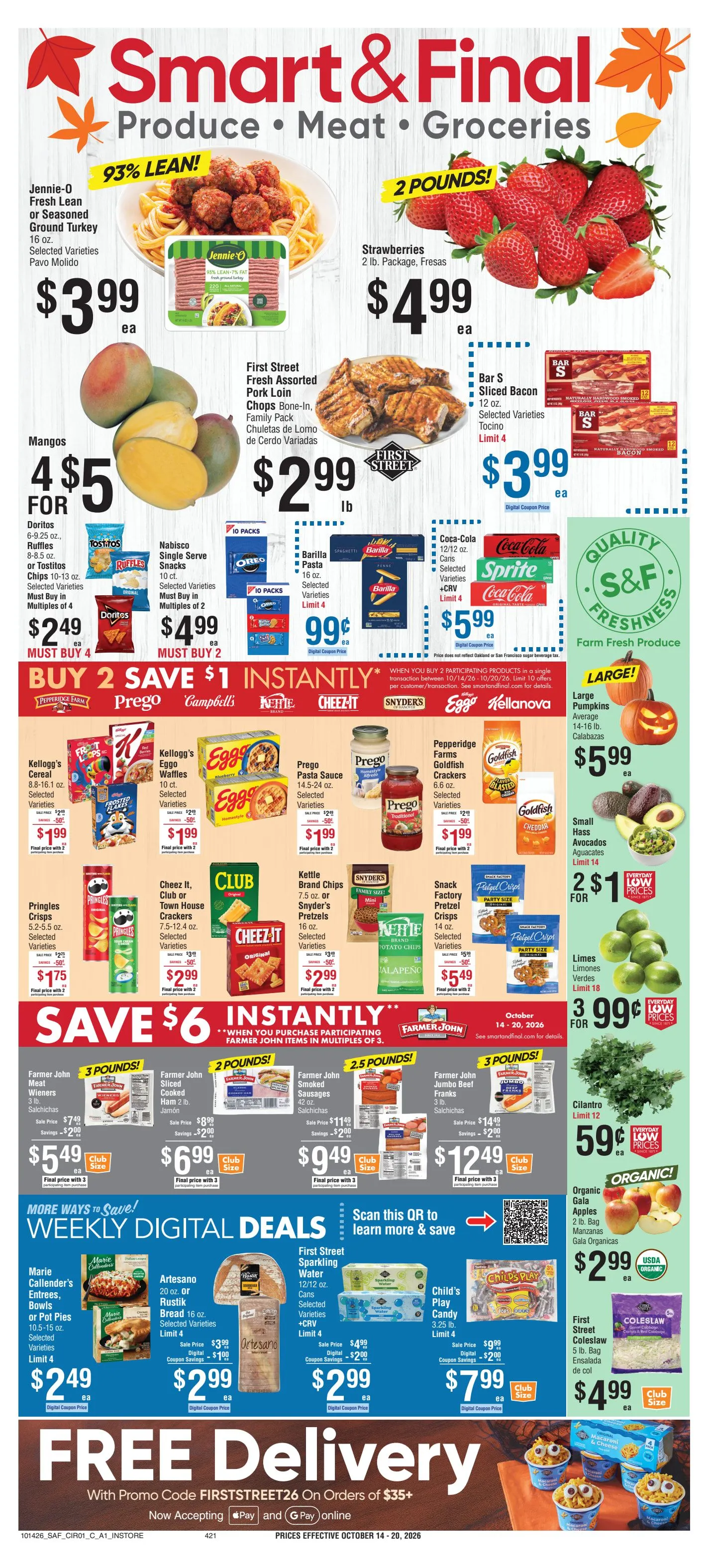 Current Smart & Final leaflet valid from Wednesday 10/14/2026 to Tuesday 10/20/2026