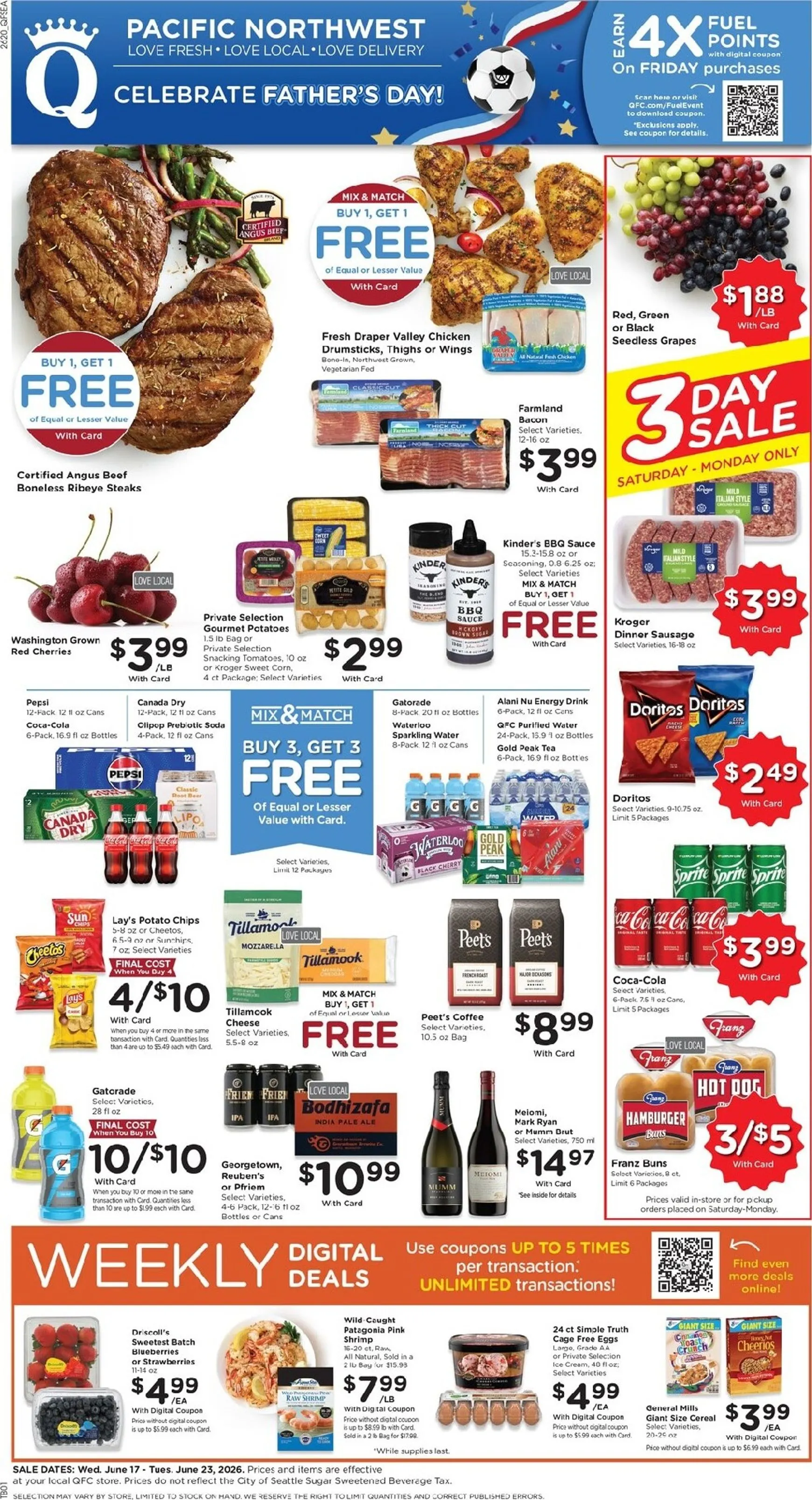 Weekly ad Current QFC leaflet valid from Wednesday 06/17/2026 to Tuesday 06/23/2026 from June 17 to June 23 2026 - Page 1