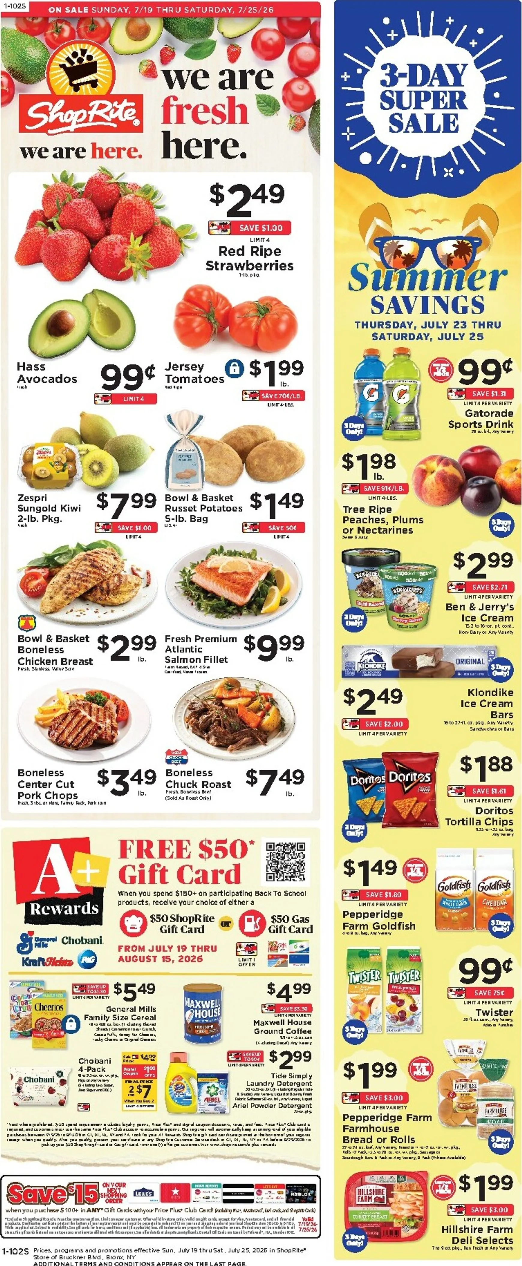 Current ShopRite - Summer Savings leaflet valid from Sunday 07/19/2026 to Saturday 07/25/2026