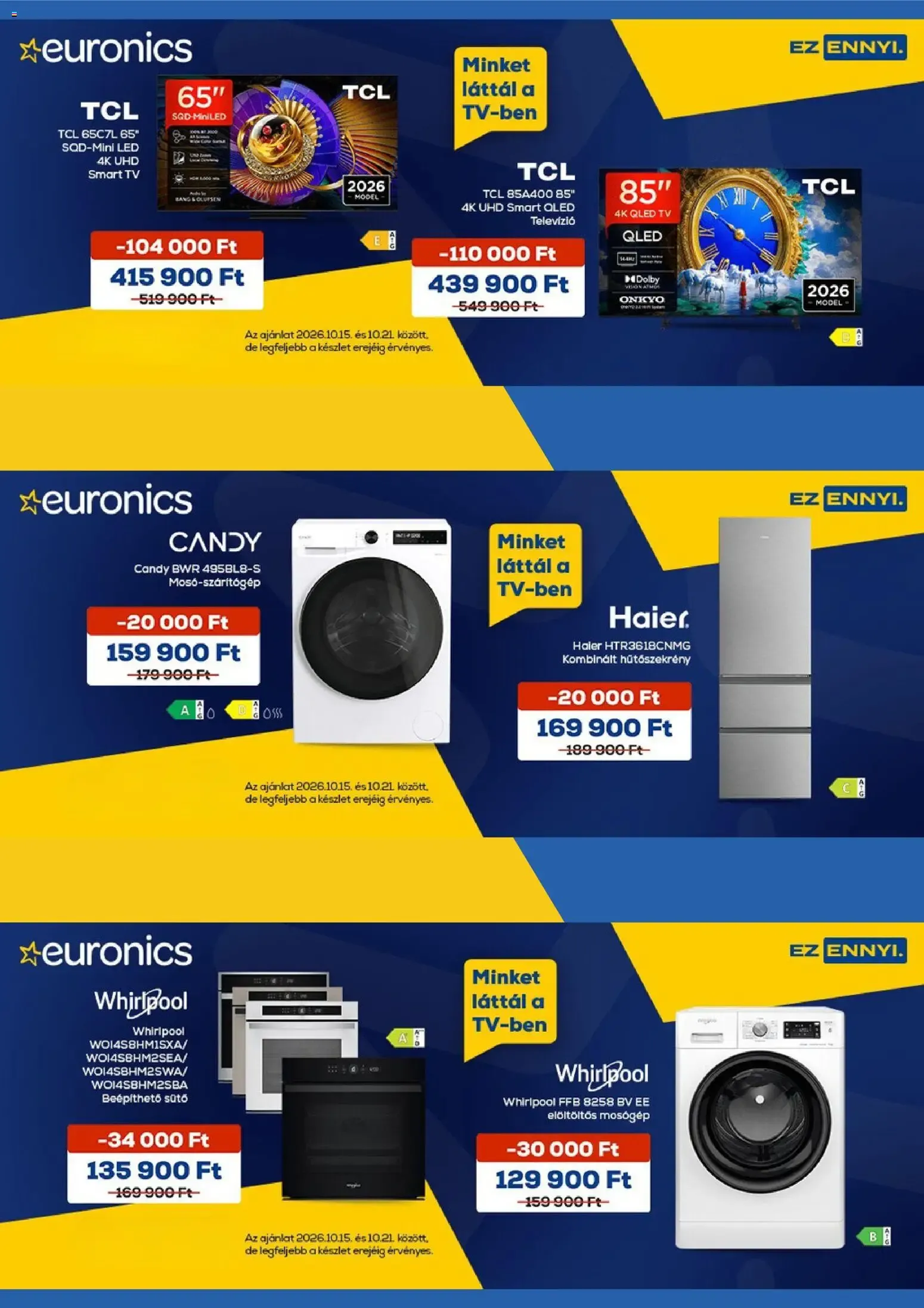 Katalógus Euronics akciós újság - 2026.10.15. -tól/töl > akció, lapozható szórólap 🛍️ október 15.-tól október 21.-ig 2026. - Oldal 1