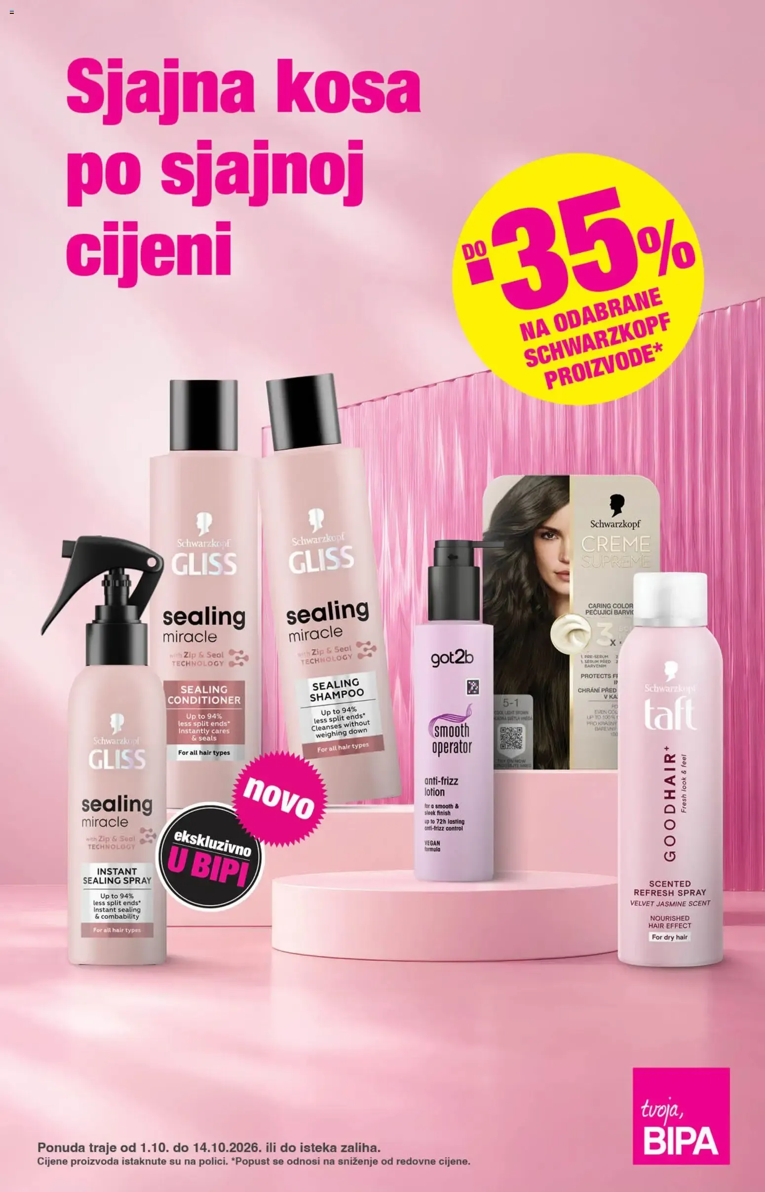 Katalog Bipa: Sjajna kosa po sjajnoj cijeni - do 35% na Schwarzkopf proizvode od 1. listopada do 14. listopada 2026. - Pregled Stranica 1