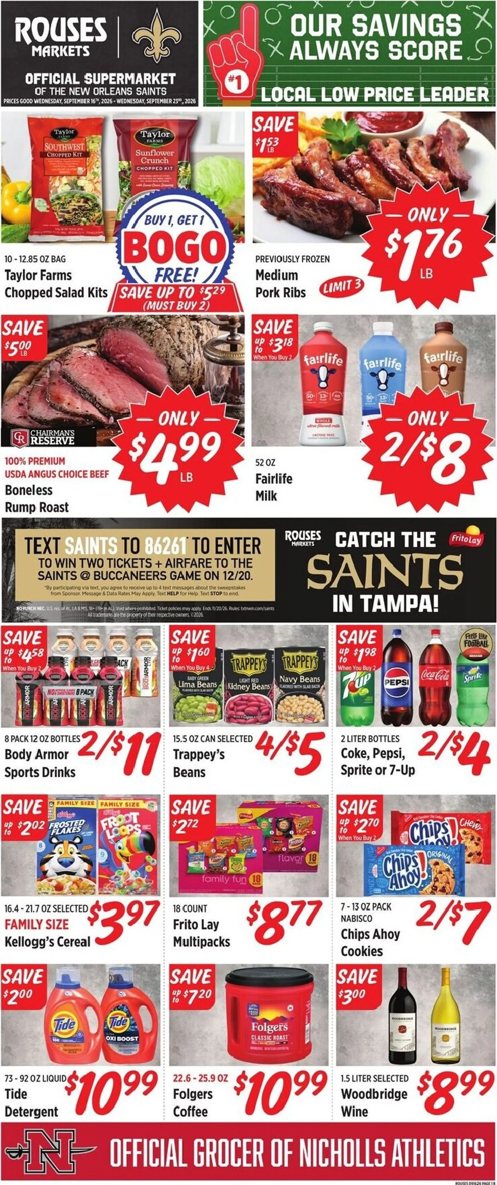 Weekly ad Current Rouses Markets leaflet valid from Wednesday 09/16/2026 to Wednesday 09/23/2026 from September 16 to September 23 2026 - Page 1