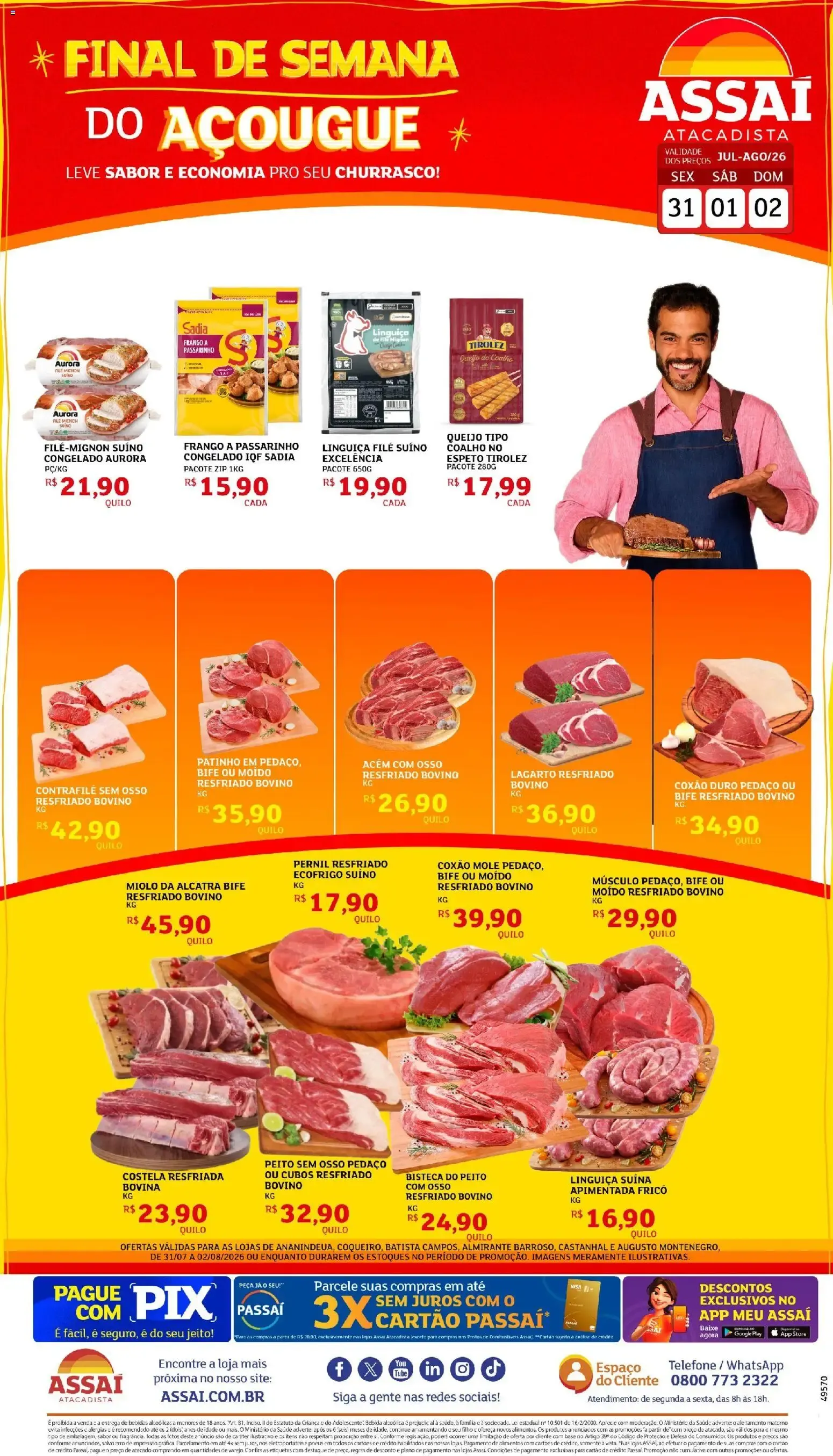 Encarte de Assaí Atacadista: Final de Semana do Açougue 31 de julho até 2 de agosto 2026 - Pagina 1