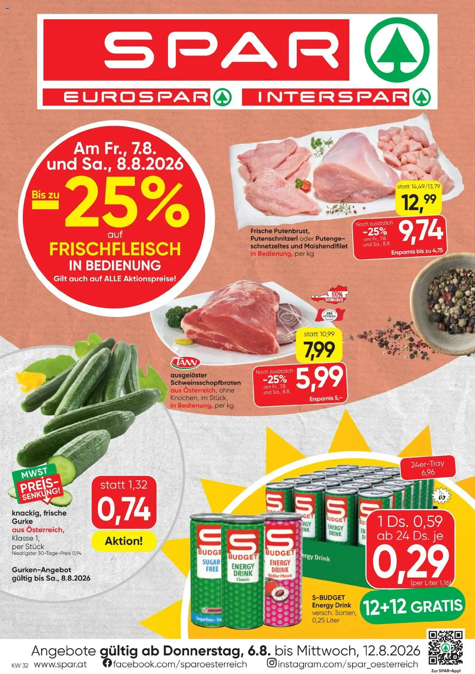Spar - Flugblatt (06.08.2026) - Angebote und Prospekt von 6. August bis 12. August 2026 - Flugblätt seite  1