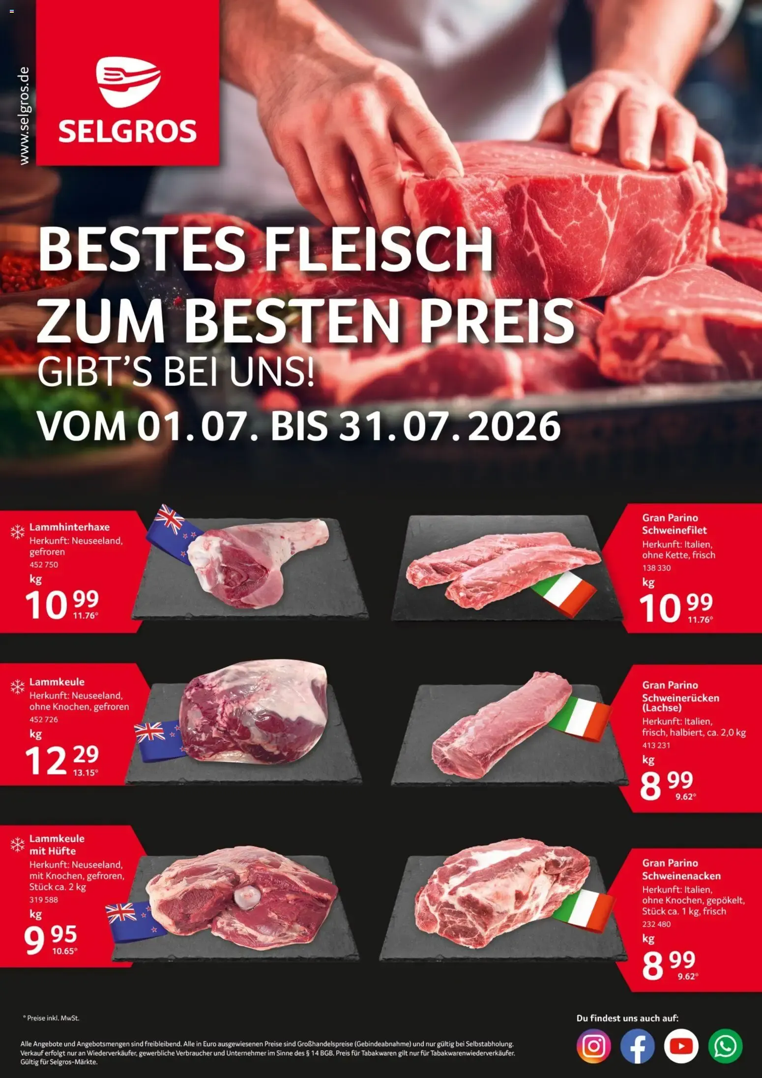 Selgros Fleisch (ab 01.07.2026) zum Blättern von 1. Juli bis 31. Juli 2026 - Prospekt seite 1