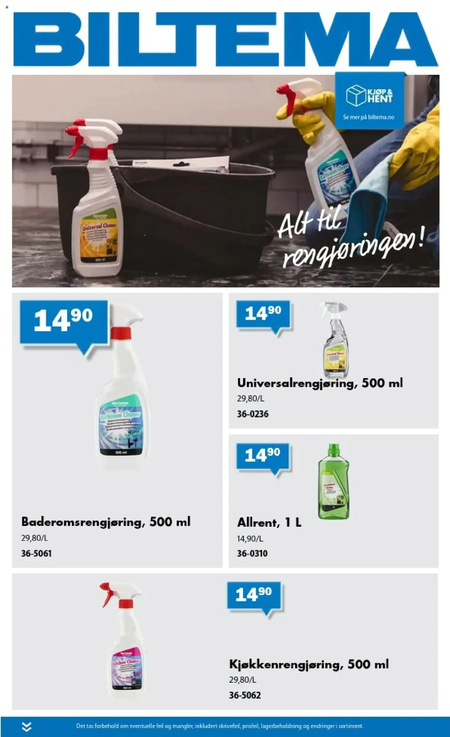 Biltema kundeavis Rengjøring - National (20/08/2026 - 30/09/2026) - Kundeavis og tilbud fra 20. august til 30. september 2026 - kundeavisside 1