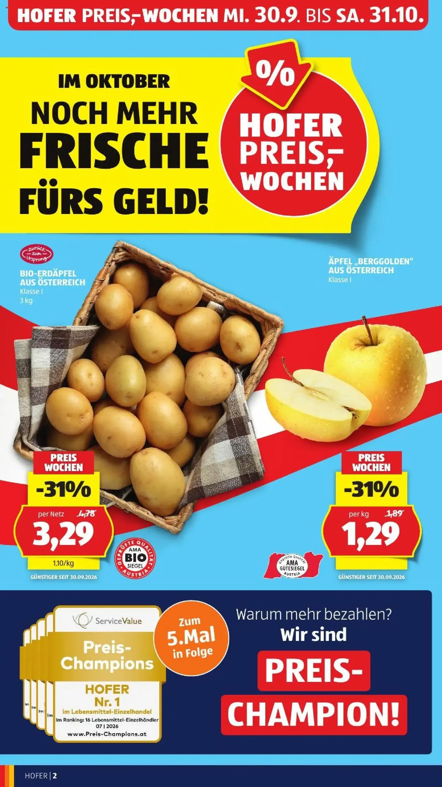 ÖSTERREICHS FRISCHE-DISKONTER NUMMER 1 von 2. Oktober bis 8. Oktober 2026 - Flugblätt seite  10