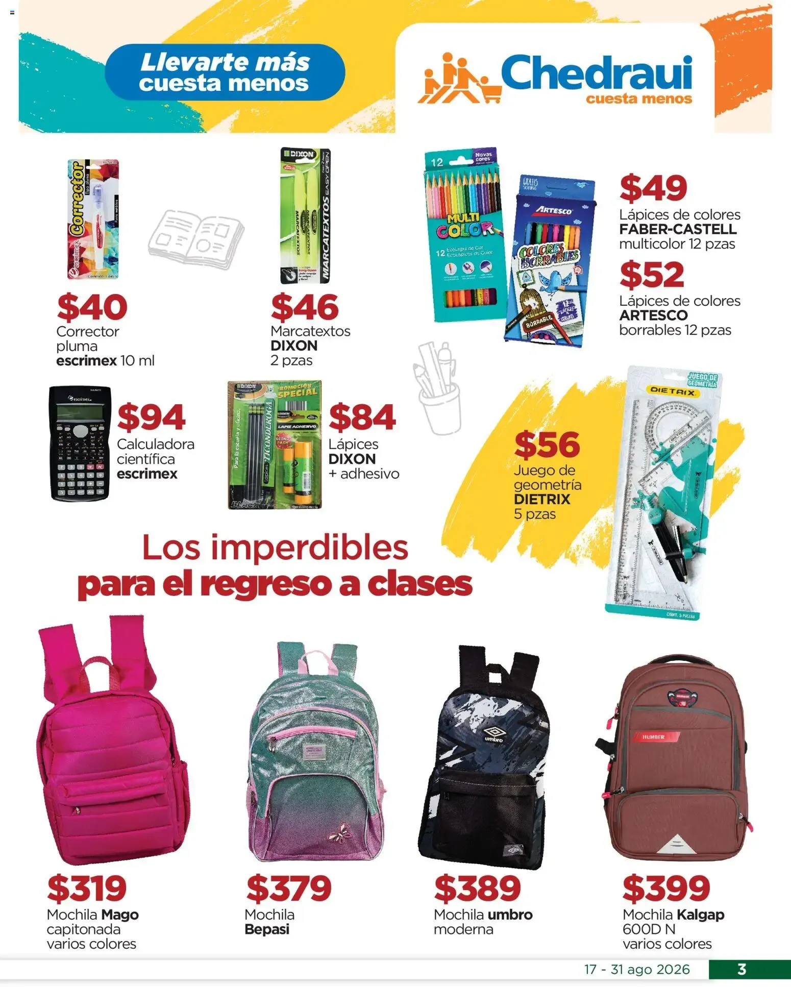 Catálogo de Chedraui folleto Estrena este regreso a clases (17/08/2026 - 31/08/2026) - catálogo en línea 17 de agosto al 31 de agosto 2026 - Pagina 3