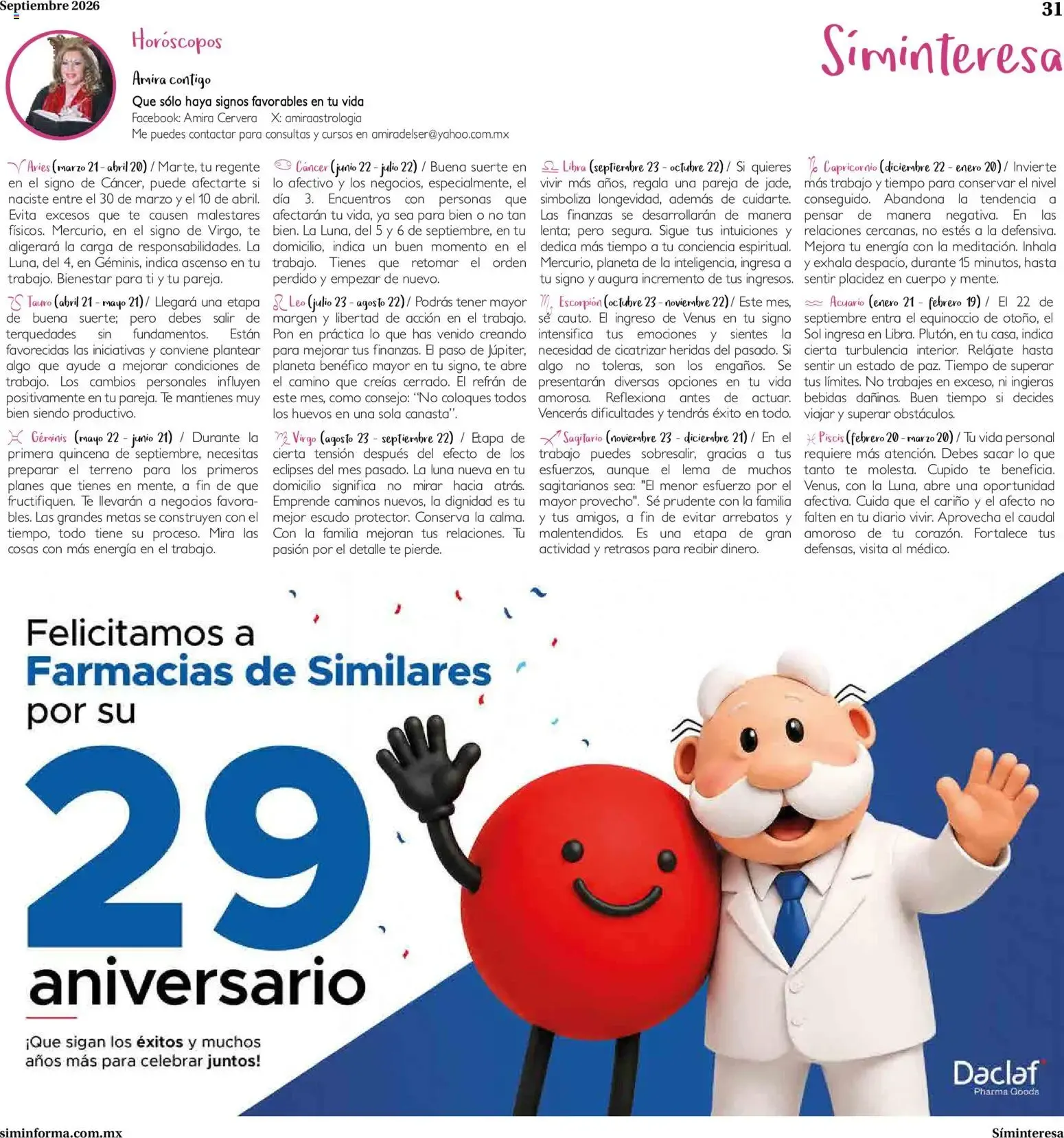 Catálogo de Horóscopos y 29° Aniversario de Farmacias Similares 1 de septiembre al 30 de septiembre 2026 - Pagina 1