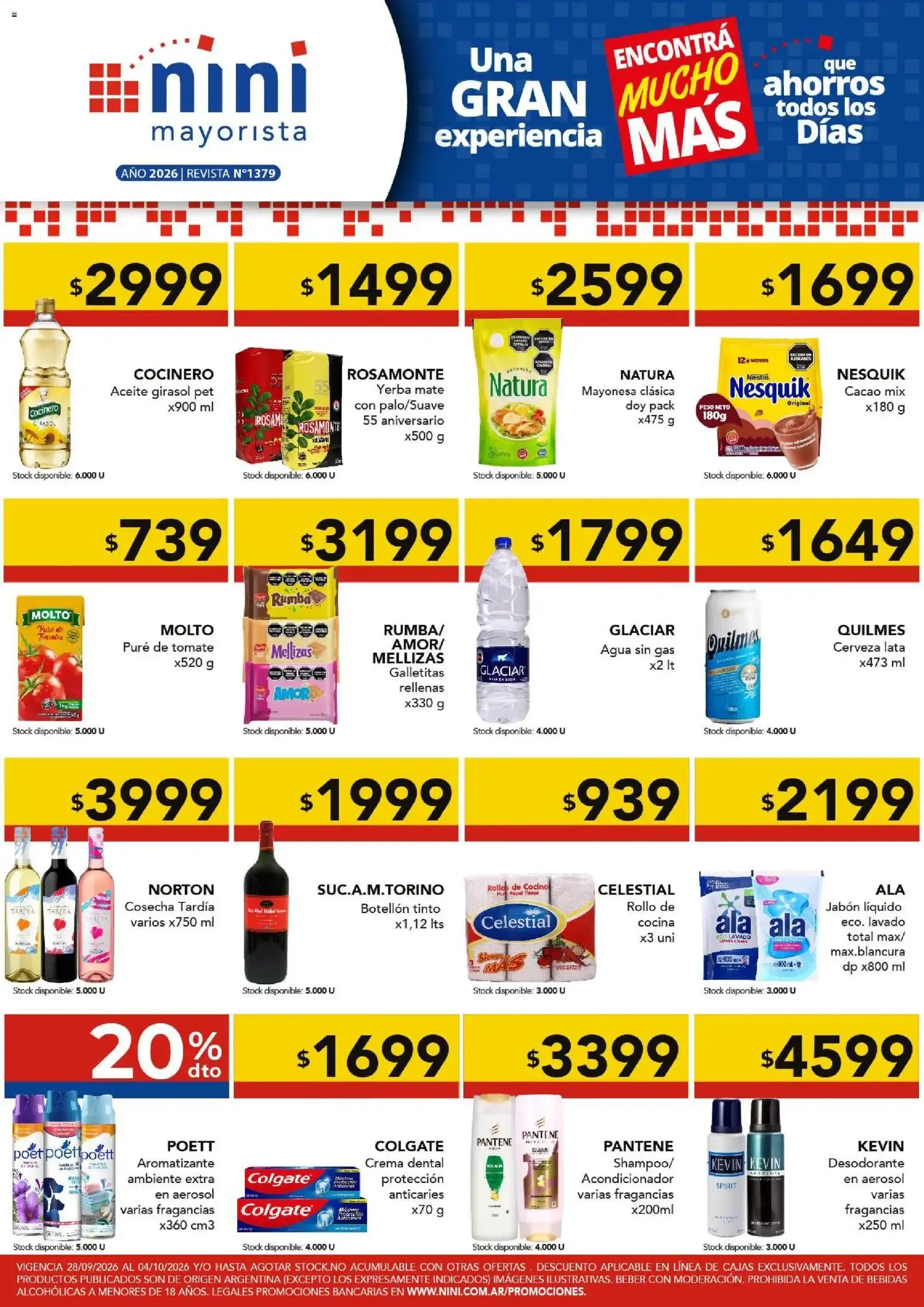 Ofertas de NINI Mayorista catálogo del 28/09/2026 - 04/10/2026 28 de septiembre al 4 de octubre 2026 - Página 1 del catálogo