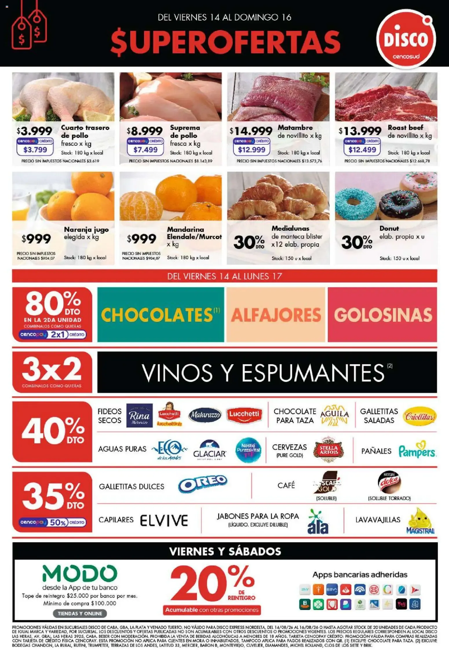 Ofertas de Disco Cencosud - Super Ofertas 14 de agosto al 16 de agosto 2026 - Página 1 del catálogo