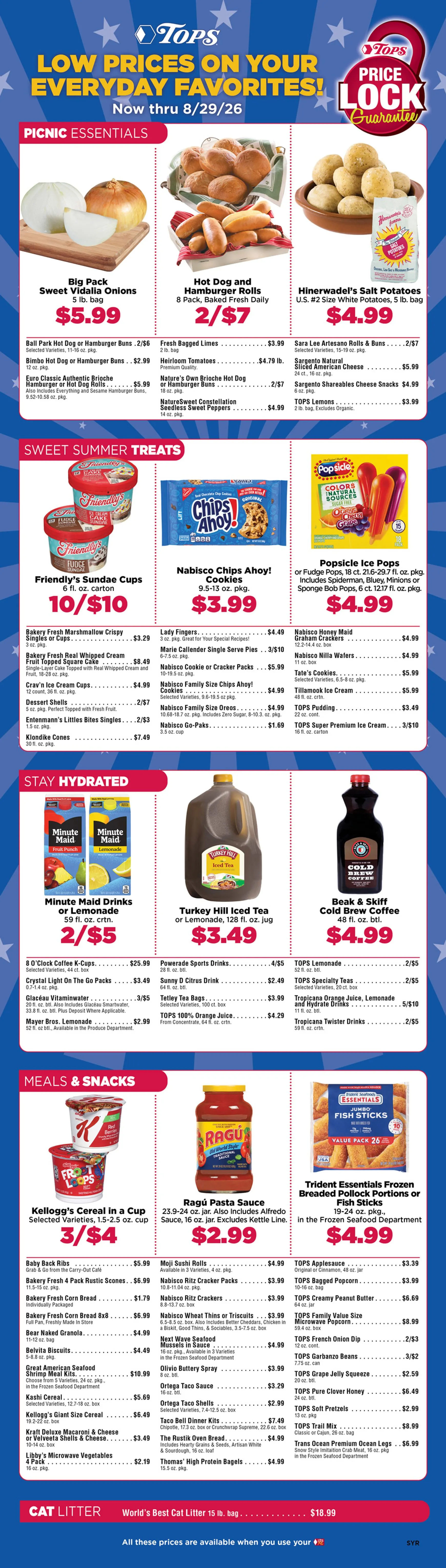 Weekly ad Current Tops Markets - Tops Low Prices On Your Everyday Favorites leaflet valid from Sunday 04/19/2026 to Saturday 08/29/2026 from April 19 to August 29 2026 - Page 1