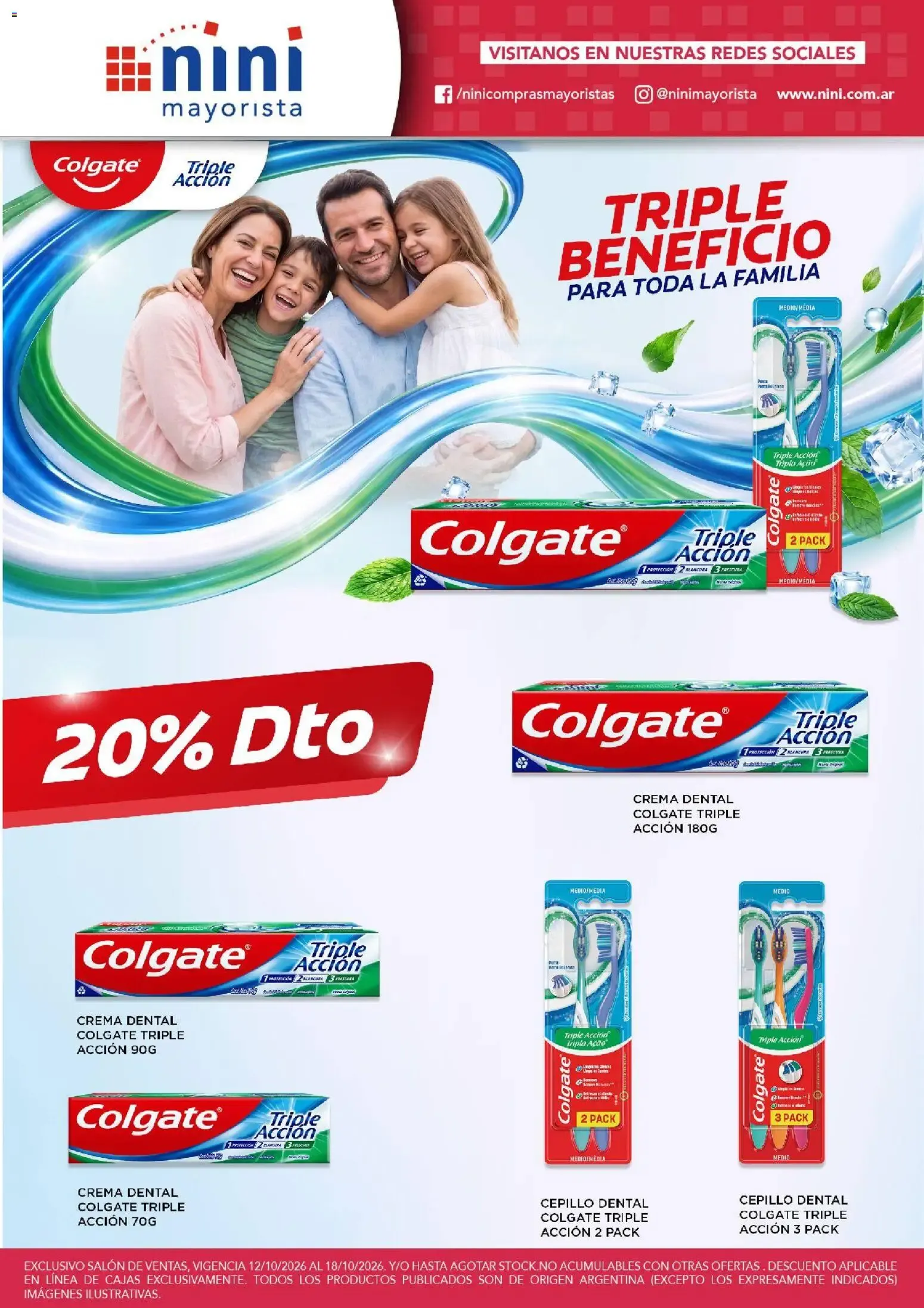 Ofertas de NINI Mayorista - Ofertas Colgate Triple Acción 12 de octubre al 18 de octubre 2026 - Página 1 del catálogo