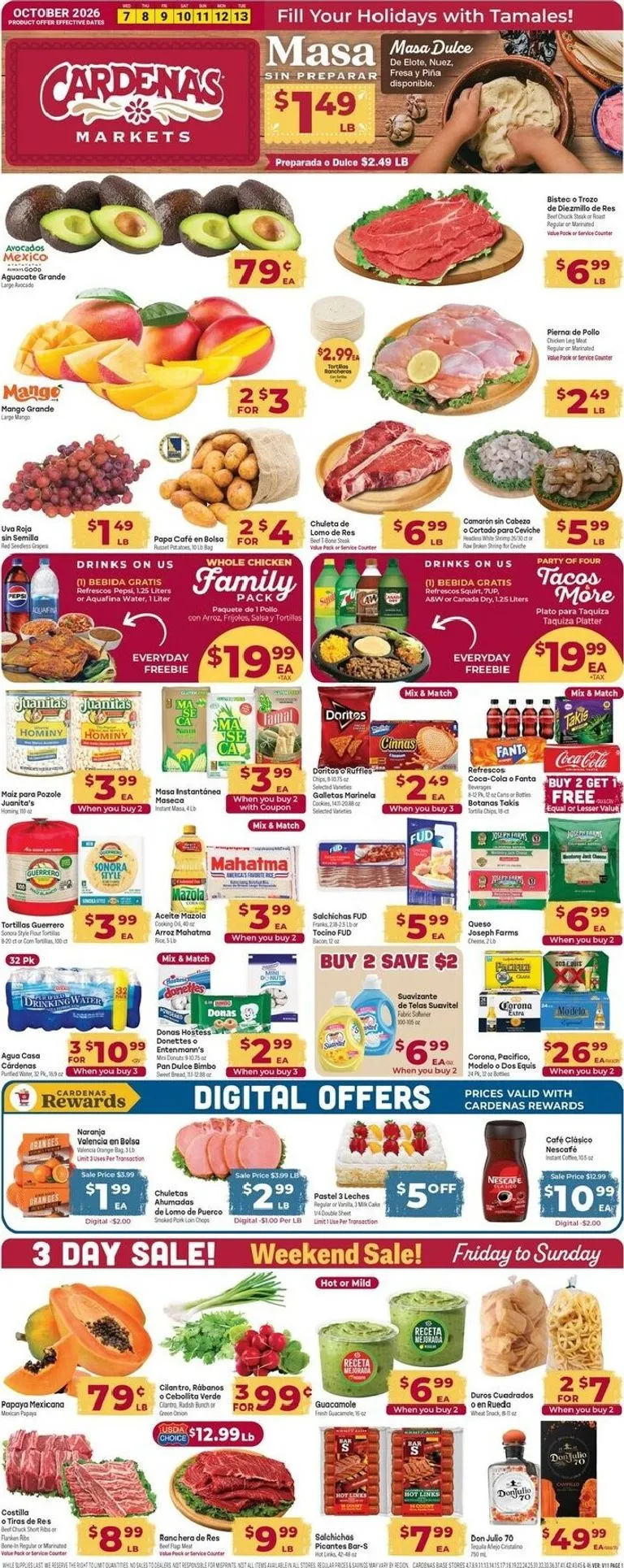 Weekly promotion Cardenas Markets Leaflet October 2026 spanning from October 7 to October 13 2026 - Page 1 for Catalogue 365