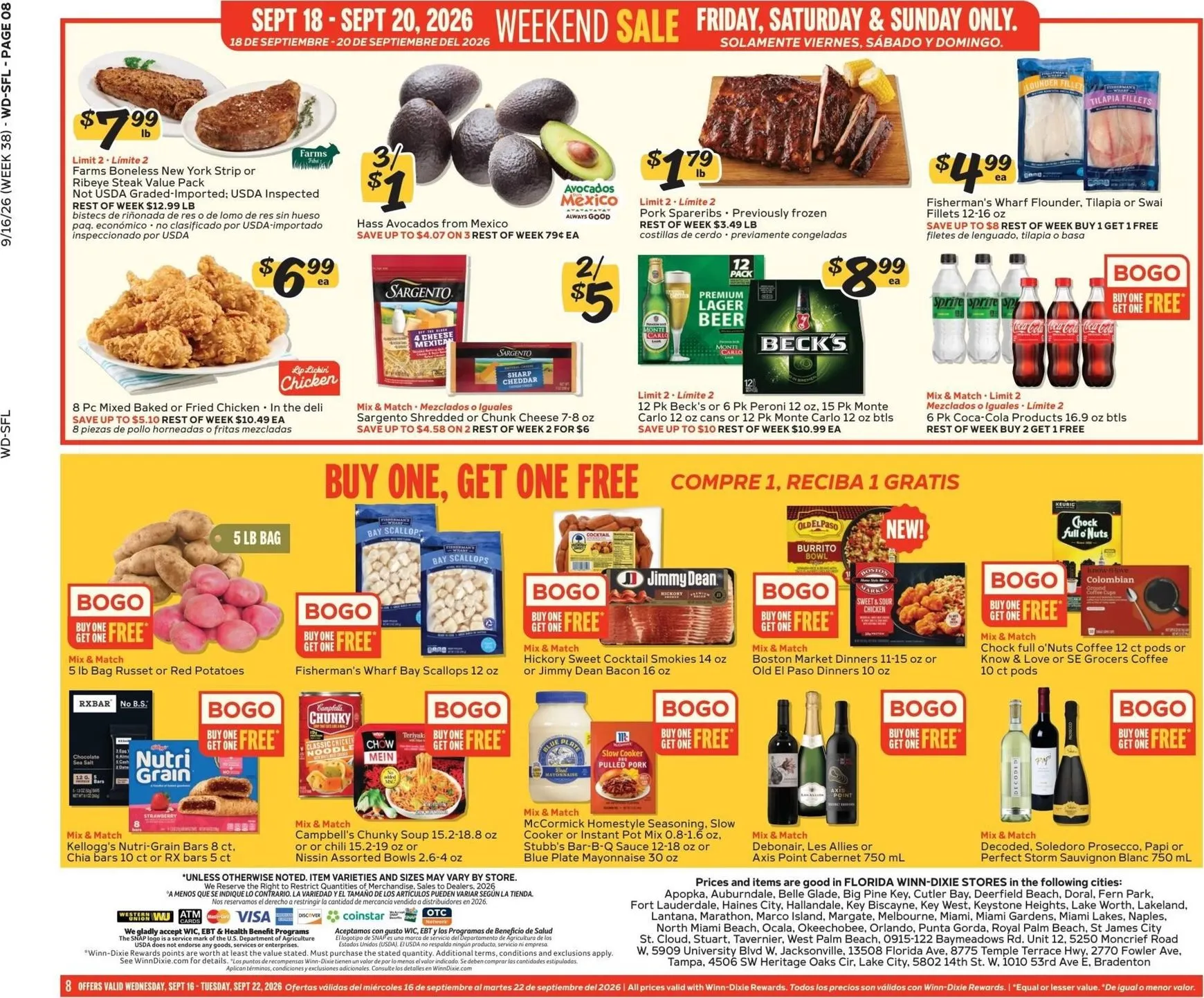 Weekly ad Current Winn-Dixie leaflet valid from Wednesday 09/16/2026 to Tuesday 09/22/2026 from September 16 to September 22 2026 - Page 8