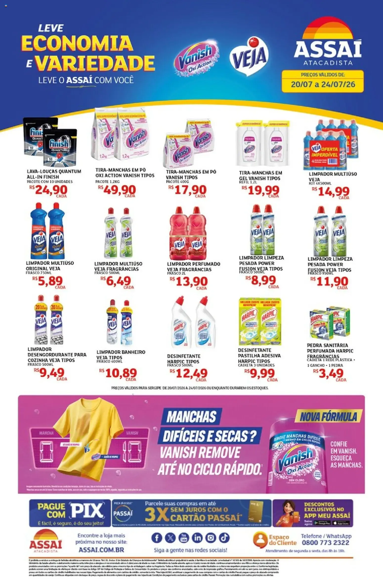 Encarte de Assaí Atacadista: Economia e Variedade em produtos de limpeza (20/07 a 24/07/26) 20 de julho até 24 de julho 2026 - Pagina 1