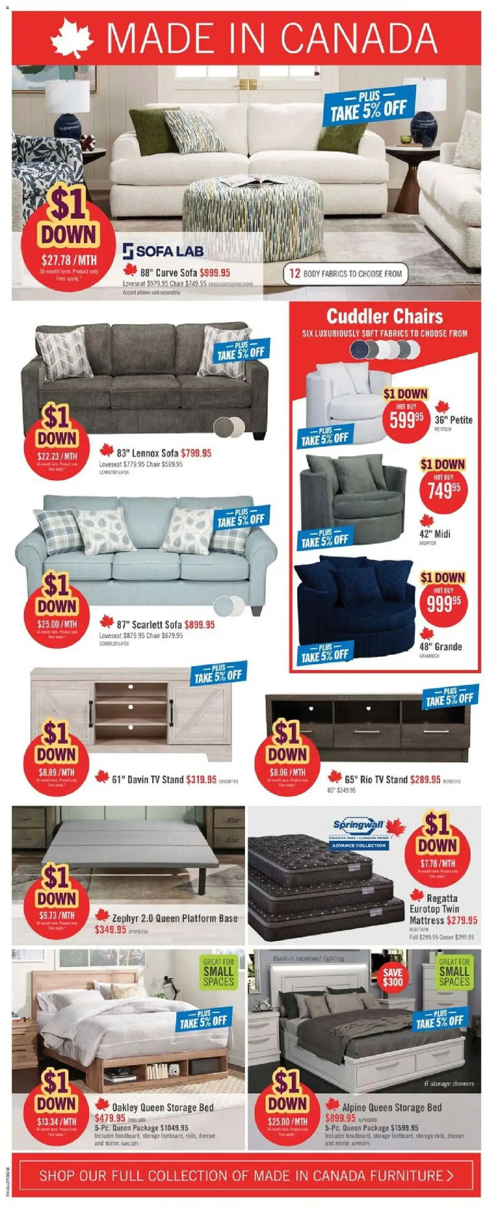 The Brick: Dollar Down Days & Take it Home - $1 Down and 0% Interest from October 27 to November 1 2026 - flyer page 8
