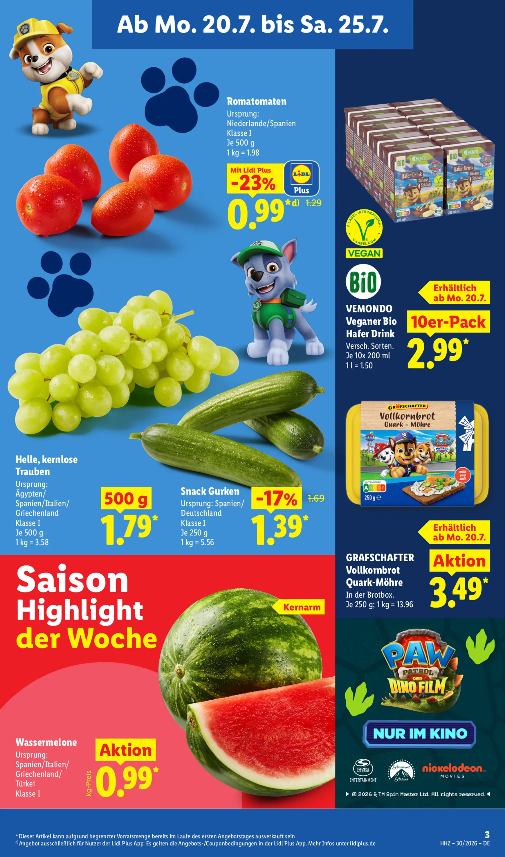 Lidl: Sparen beim Preisführer von 20. Juli bis 25. Juli 2026 - Prospekt seite 3